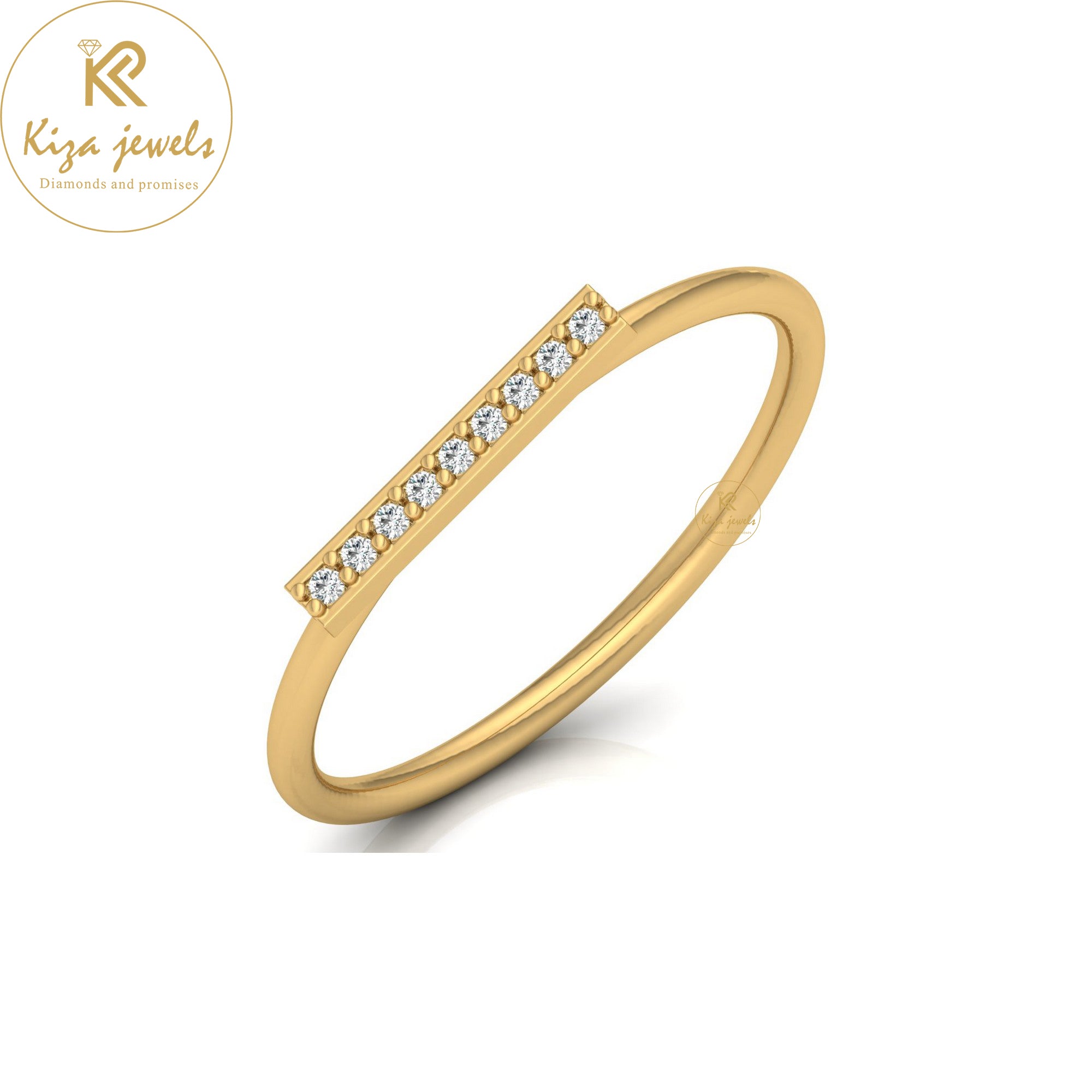 0.034 TDW Round Cut Minimalist Diamond Ring