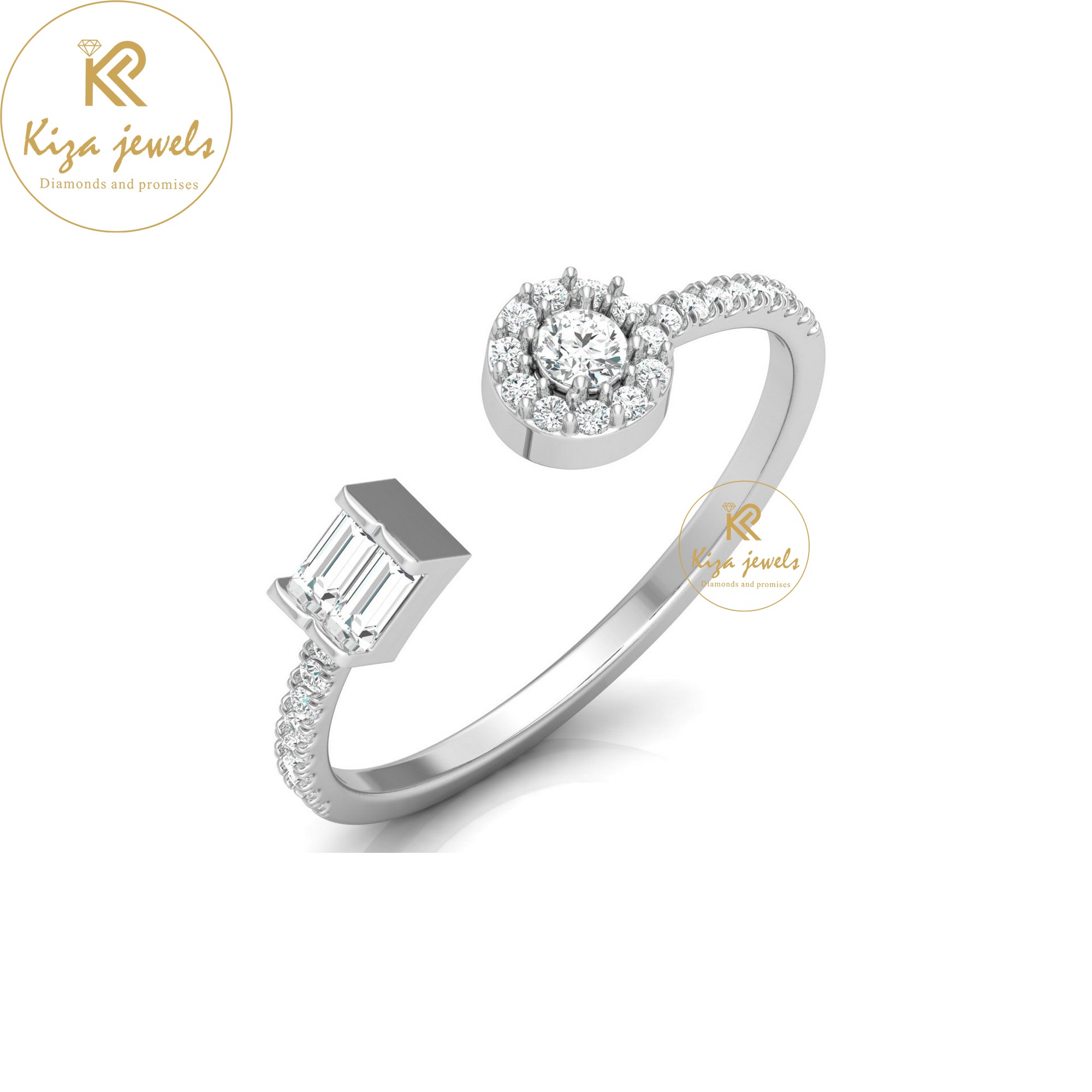 0.25 TDW Round & Baguette Cut Minimalist Diamond Ring