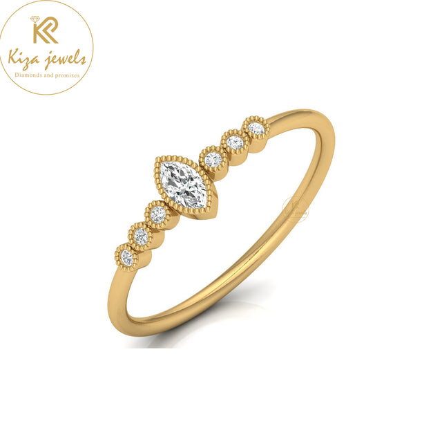 0.13 TDW Marquise & Round Cut Minimalist Diamond Ring