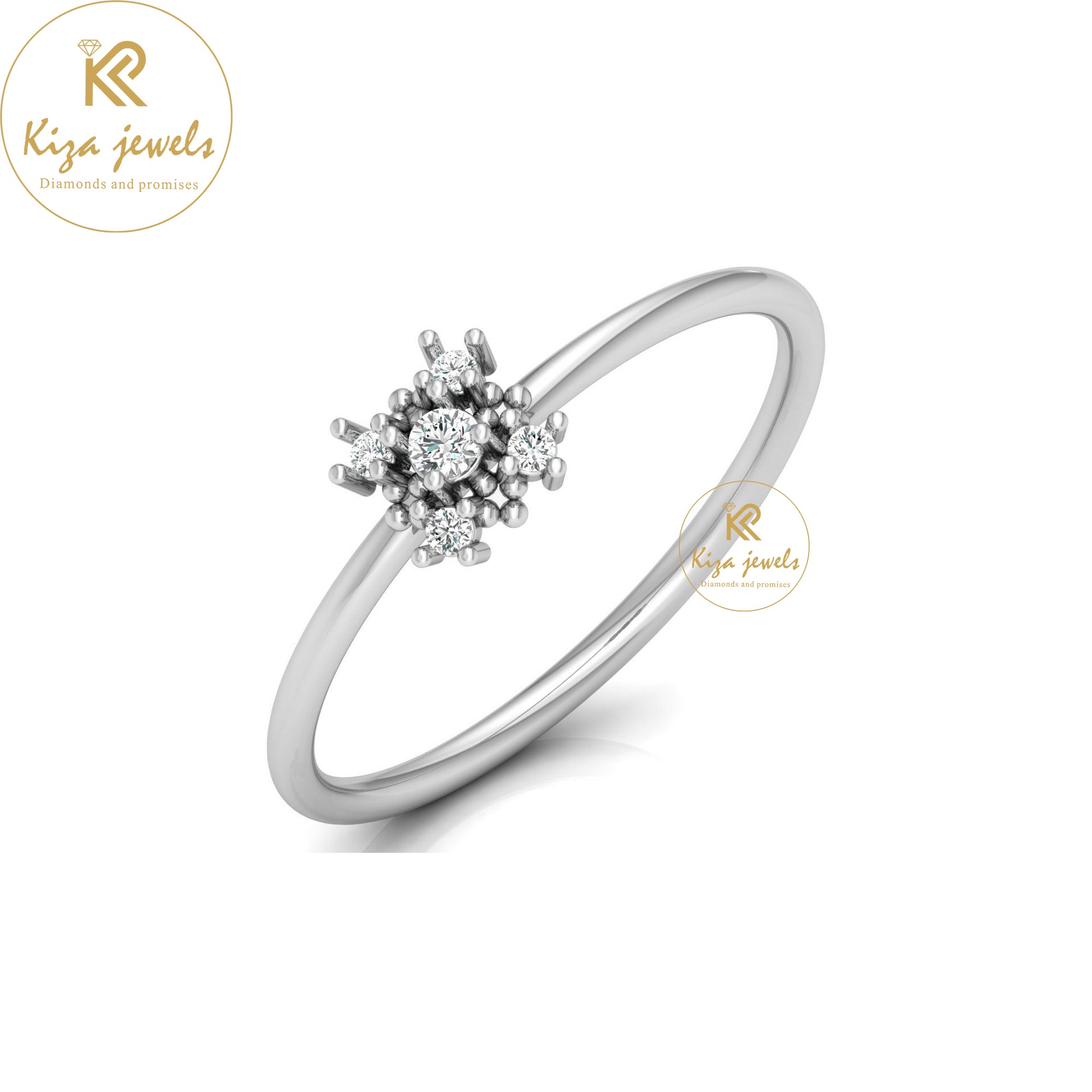 0.06 TDW Round Cut Minimalist Diamond Ring