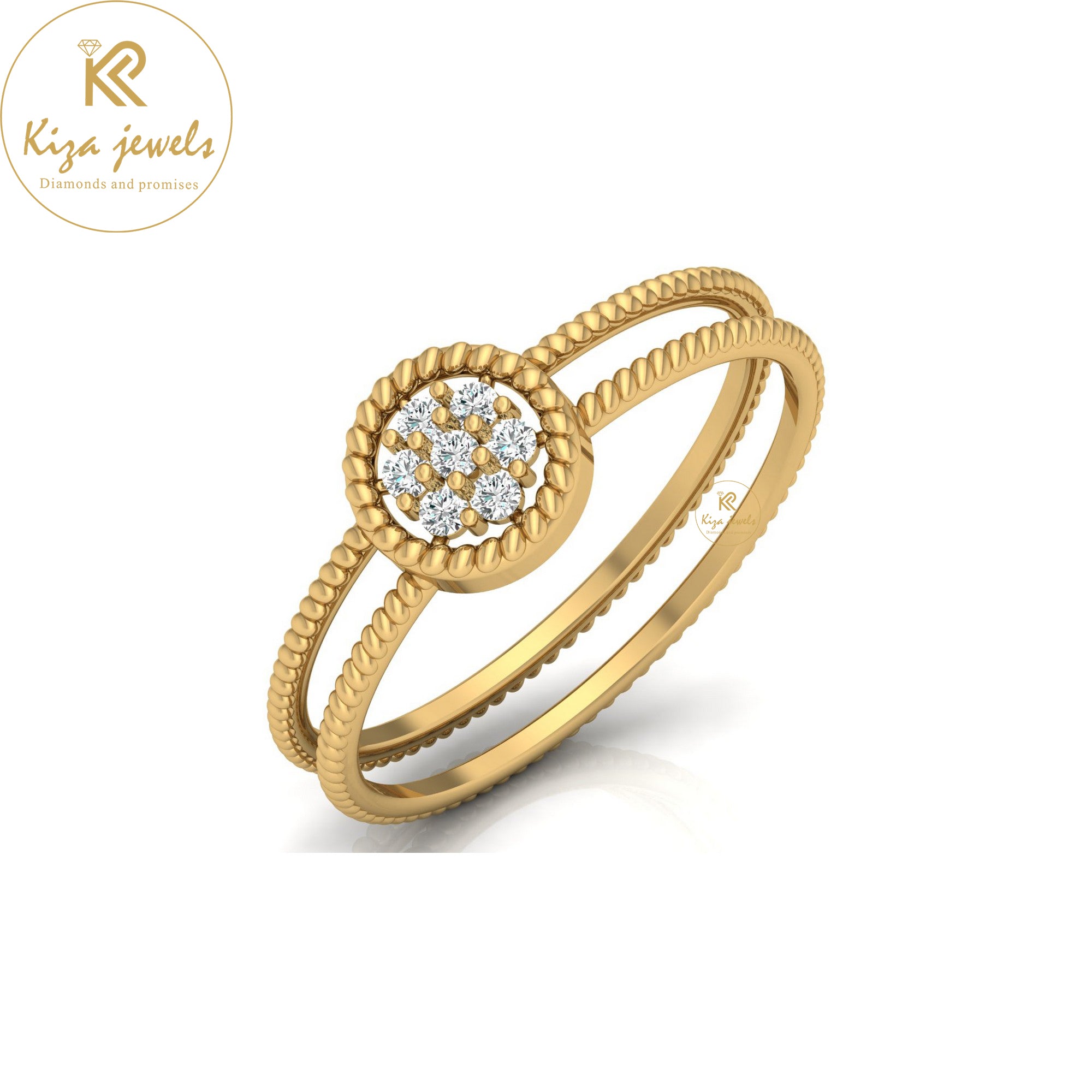 0.09 TDW Round Cut Minimalist Diamond Ring