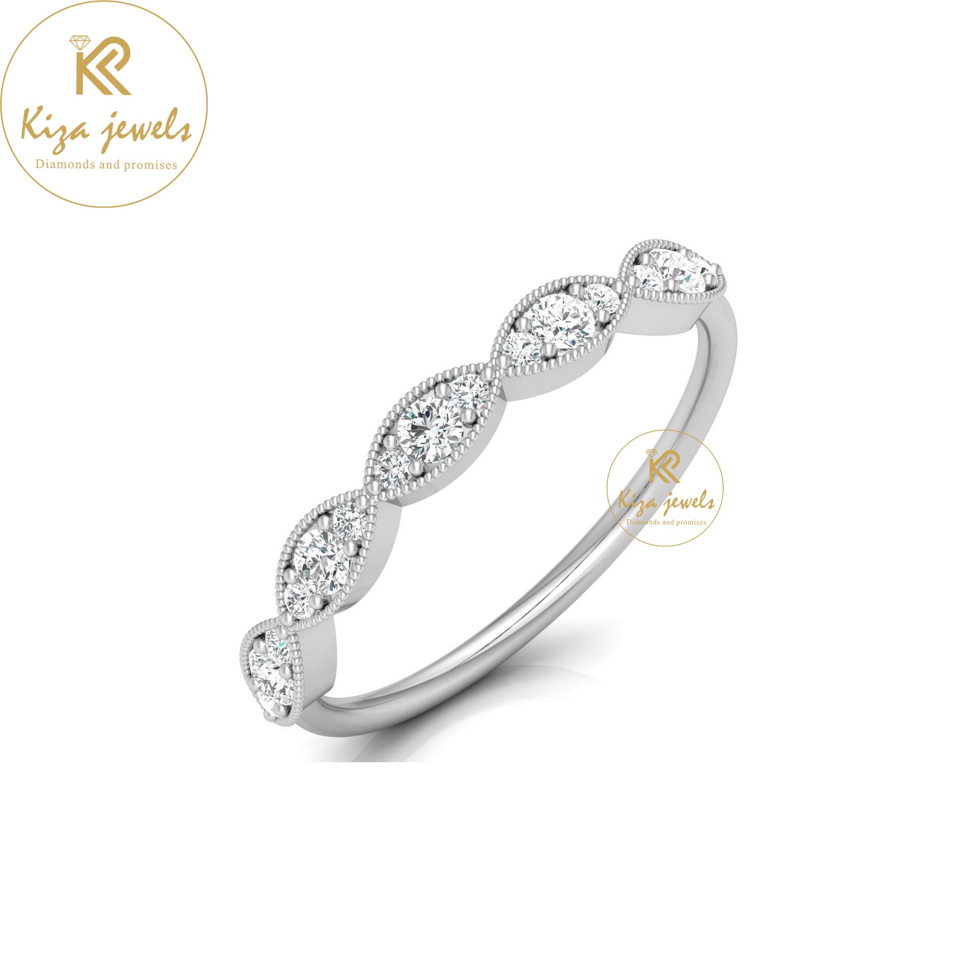 0.28 TDW Round Cut Women's Minimalist Diamond Ring