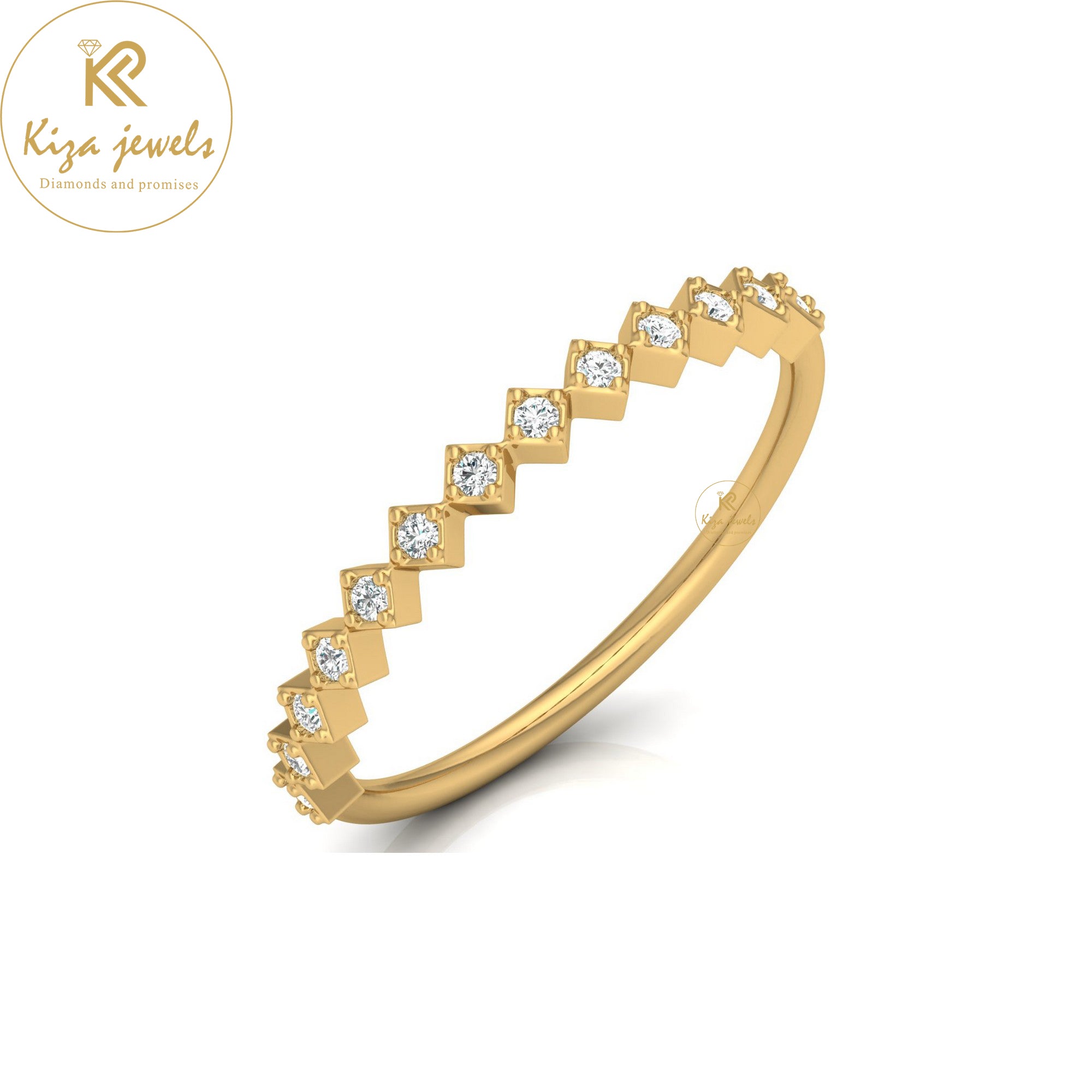 0.11 TDW Round Cut Minimalist Diamond Ring