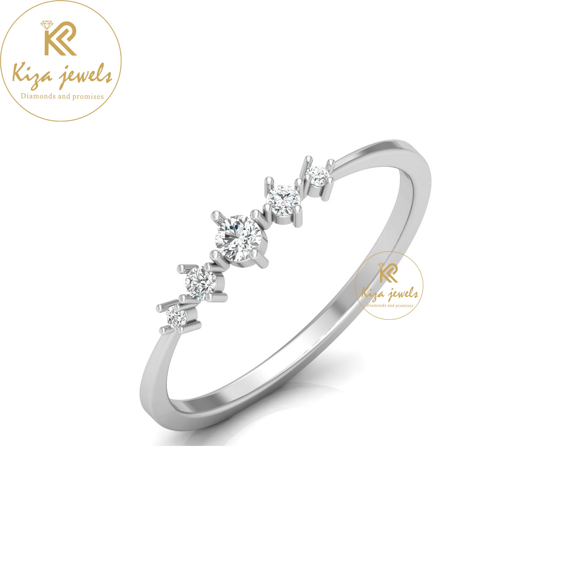 0.12 TDW Round Cut Minimalist Diamond Ring