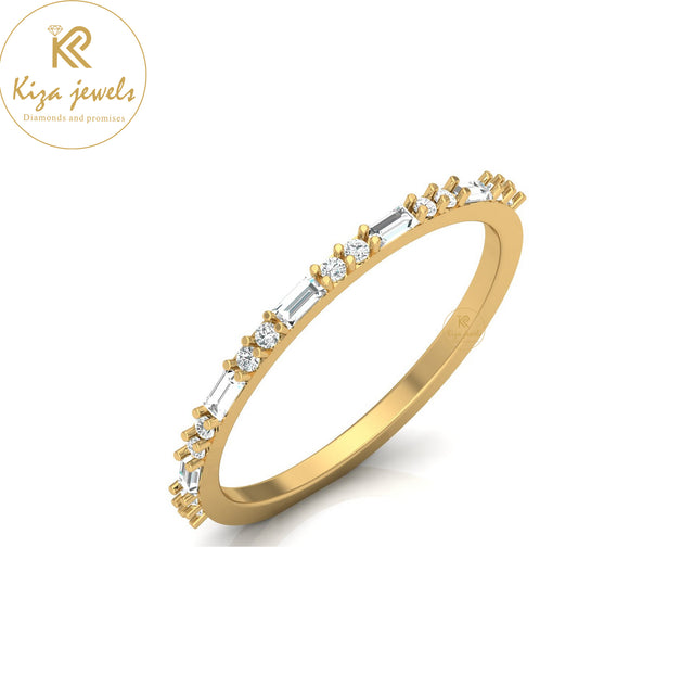 0.21 TDW Round & Baguette Cut Minimalist Diamond Ring