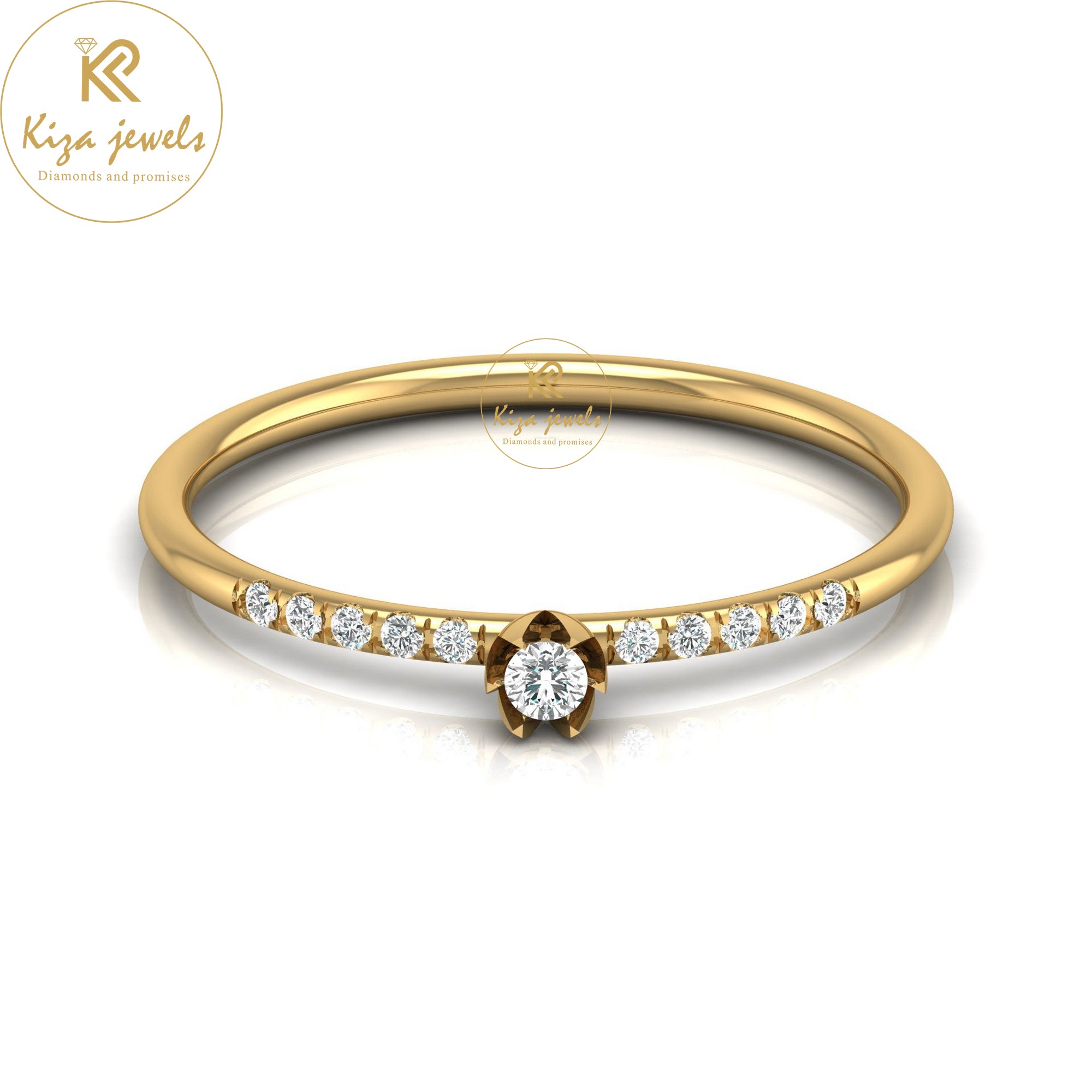 0.08 TDW Round Cut Minimalist Diamond Ring