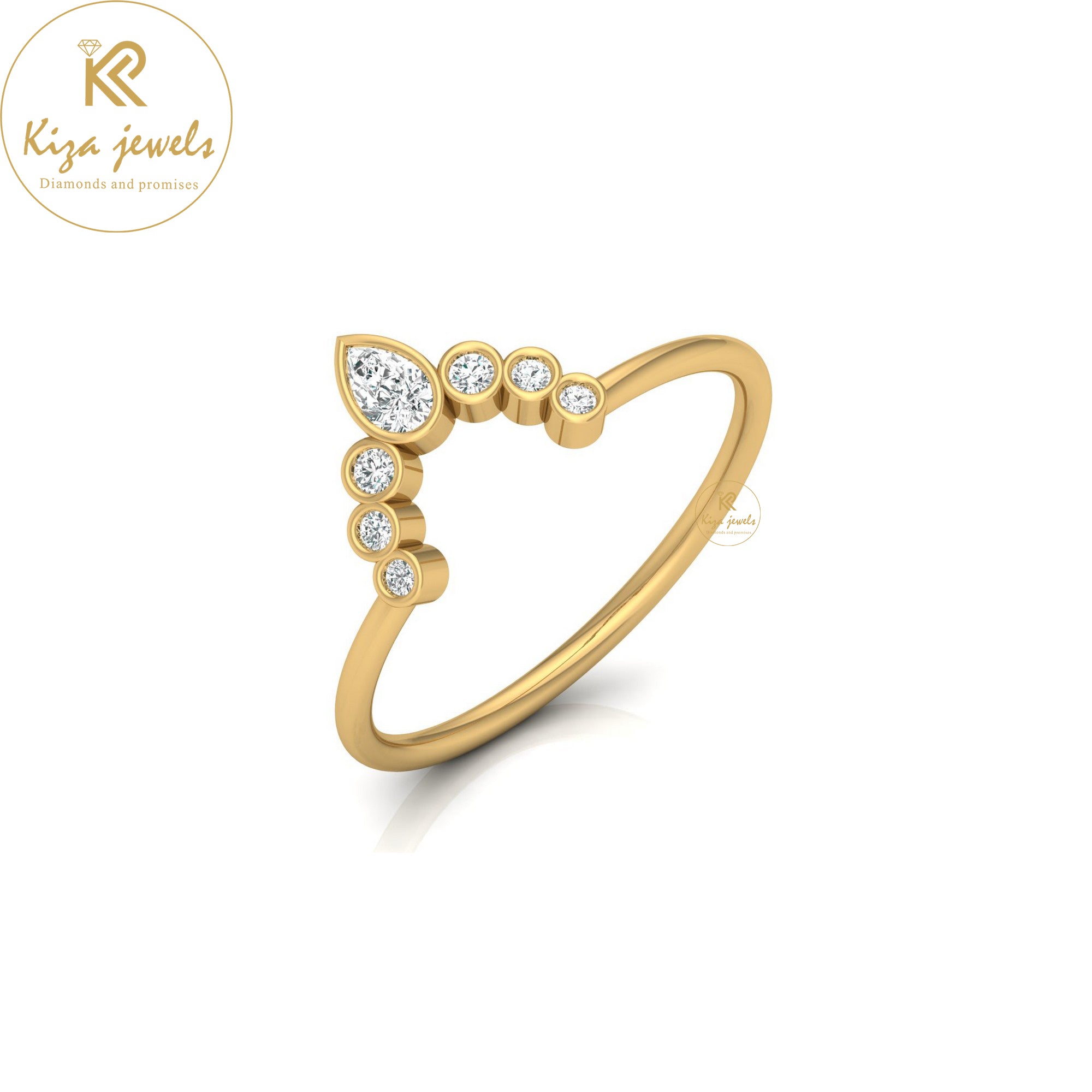 0.16 TDW Round & Pear Cut Minimalist Diamond Ring