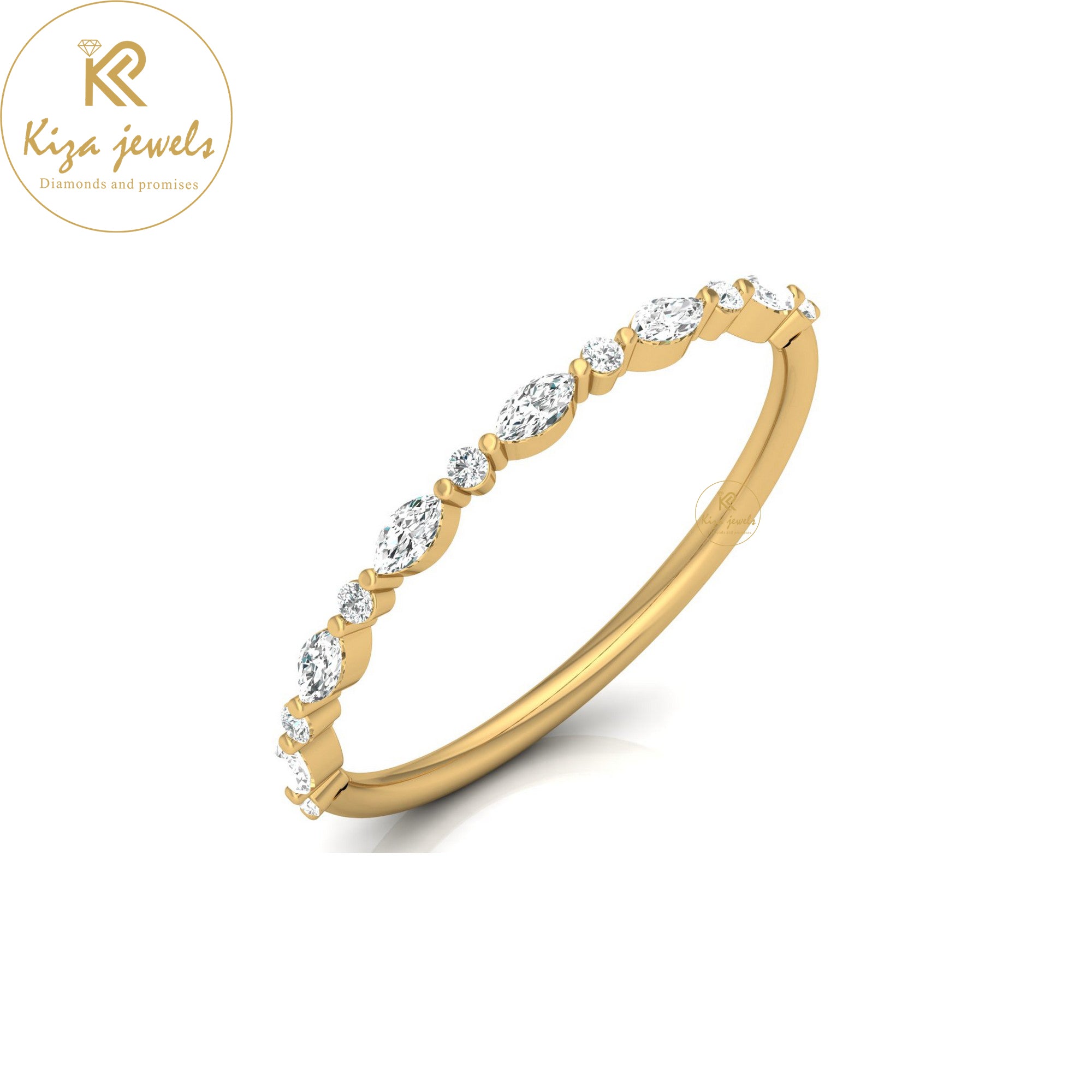 0.18 TDW Round & Marquise Cut Minimalist Diamond Ring