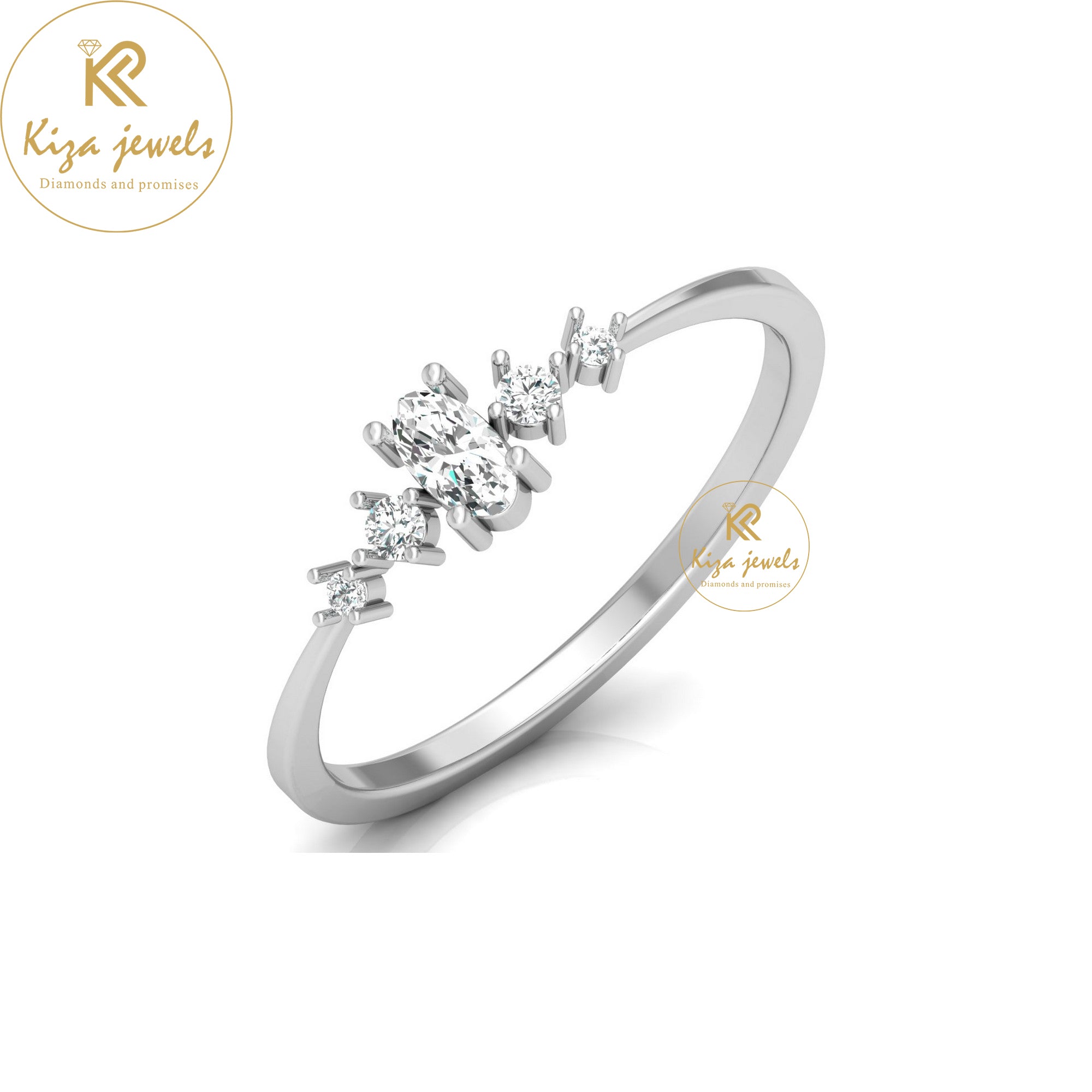 0.17 TDW Round & Oval Cut Minimalist Diamond Ring