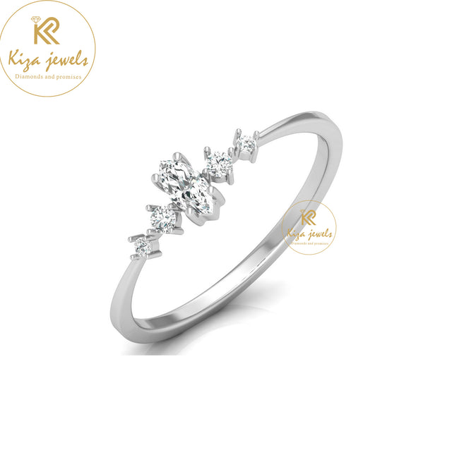 0.16 TDW Round & Marquise Cut Minimalist Diamond Ring