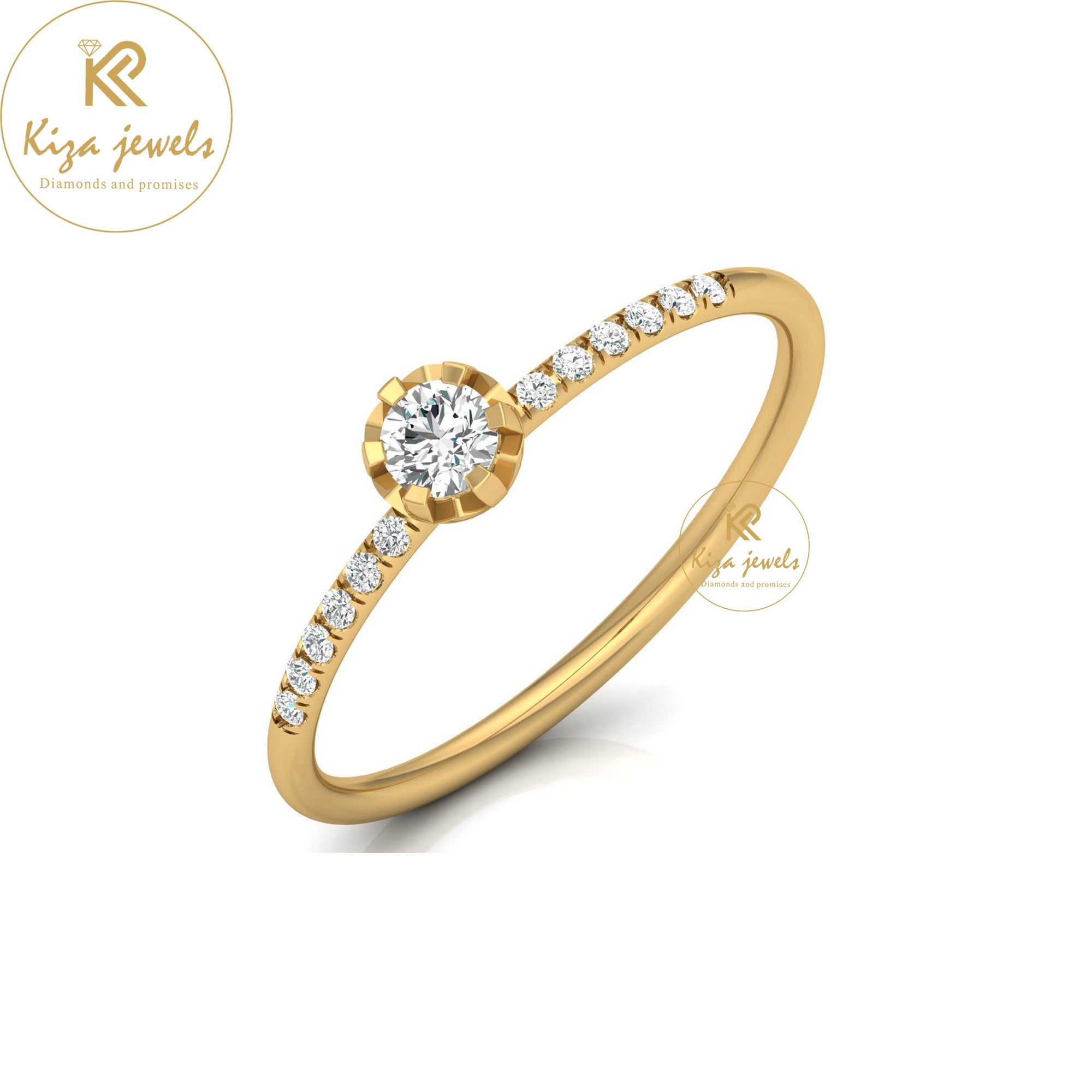 0.19 TDW Round Cut Minimalist Diamond Ring