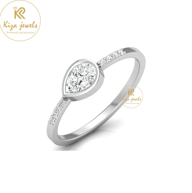0.39 TDW Round & Pear Cut Minimalist Diamond Ring