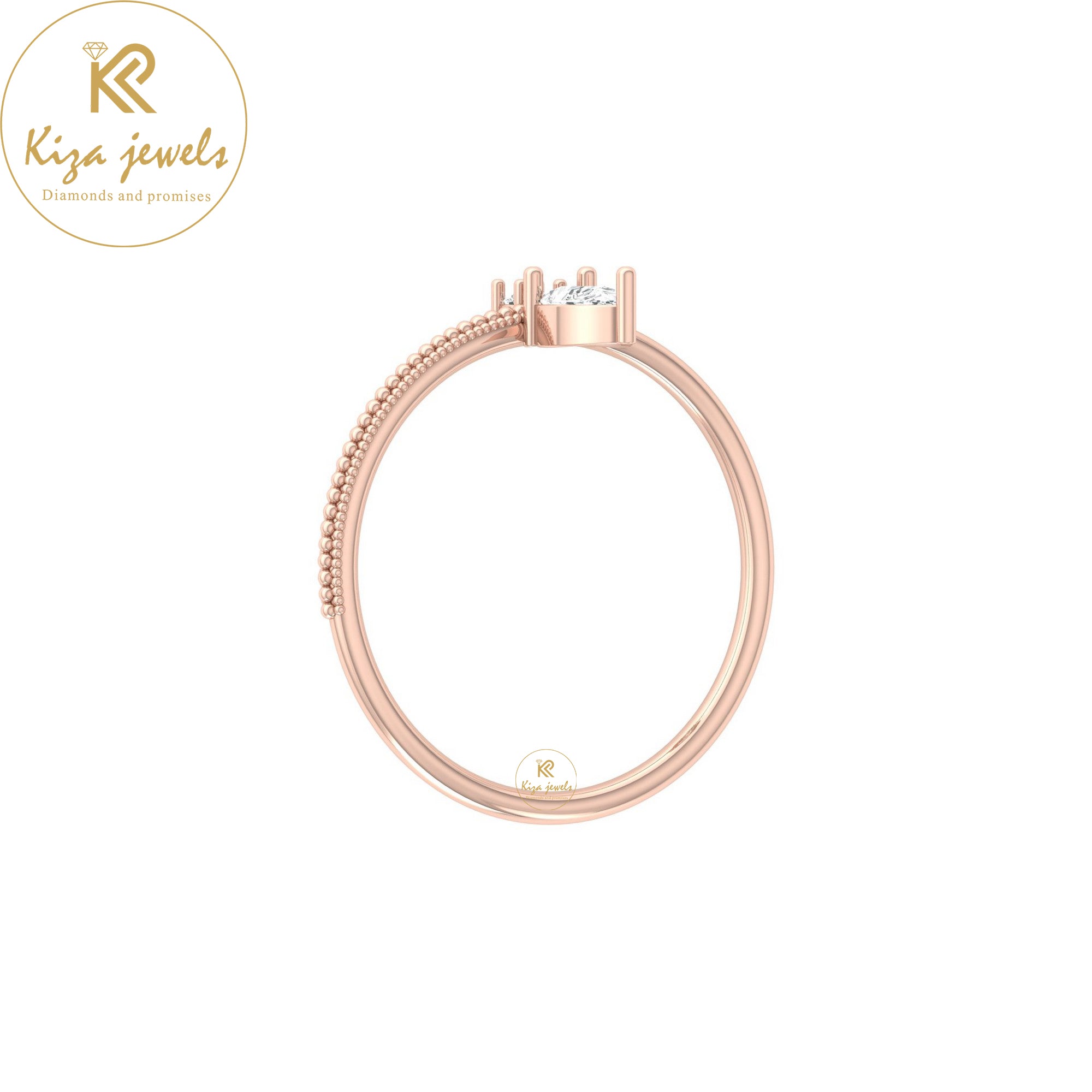 0.20 TDW Pear & Round Cut Minimalist Diamond Ring