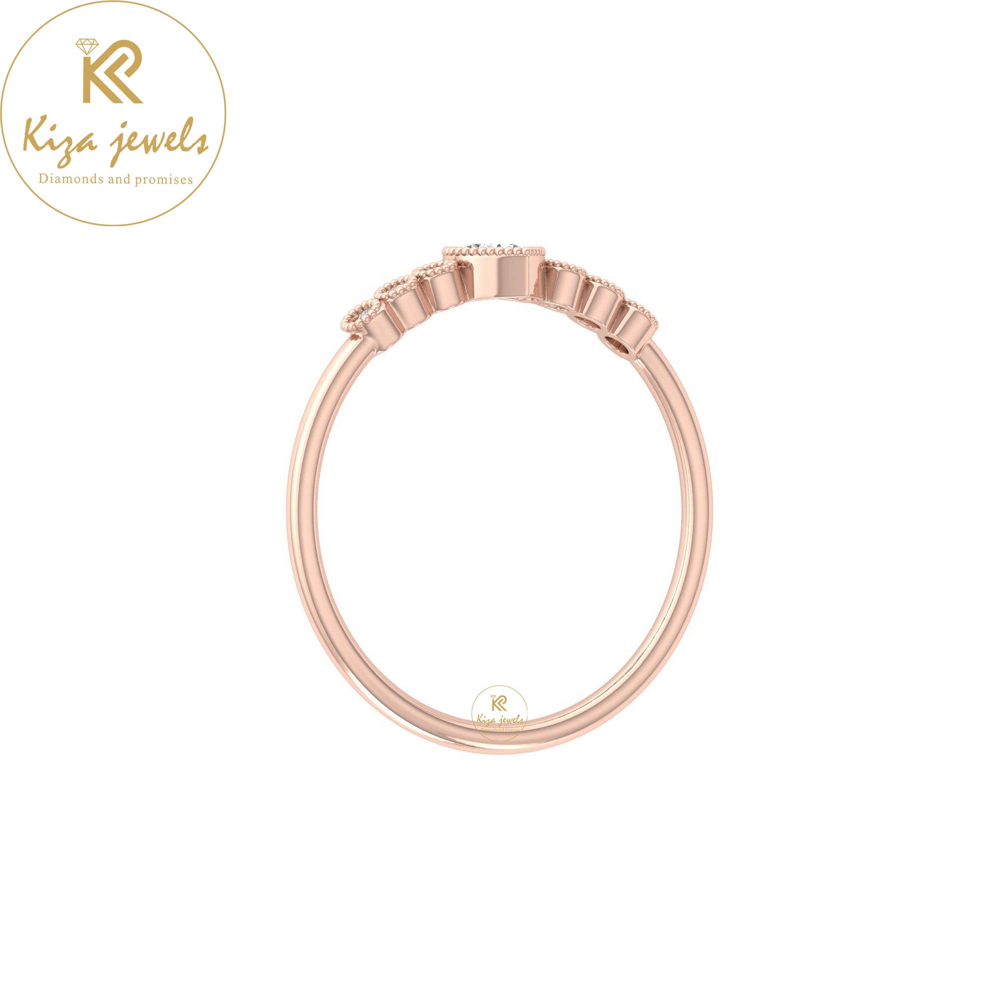 0.19 TDW Heart  & Round Cut Minimalist Diamond Ring