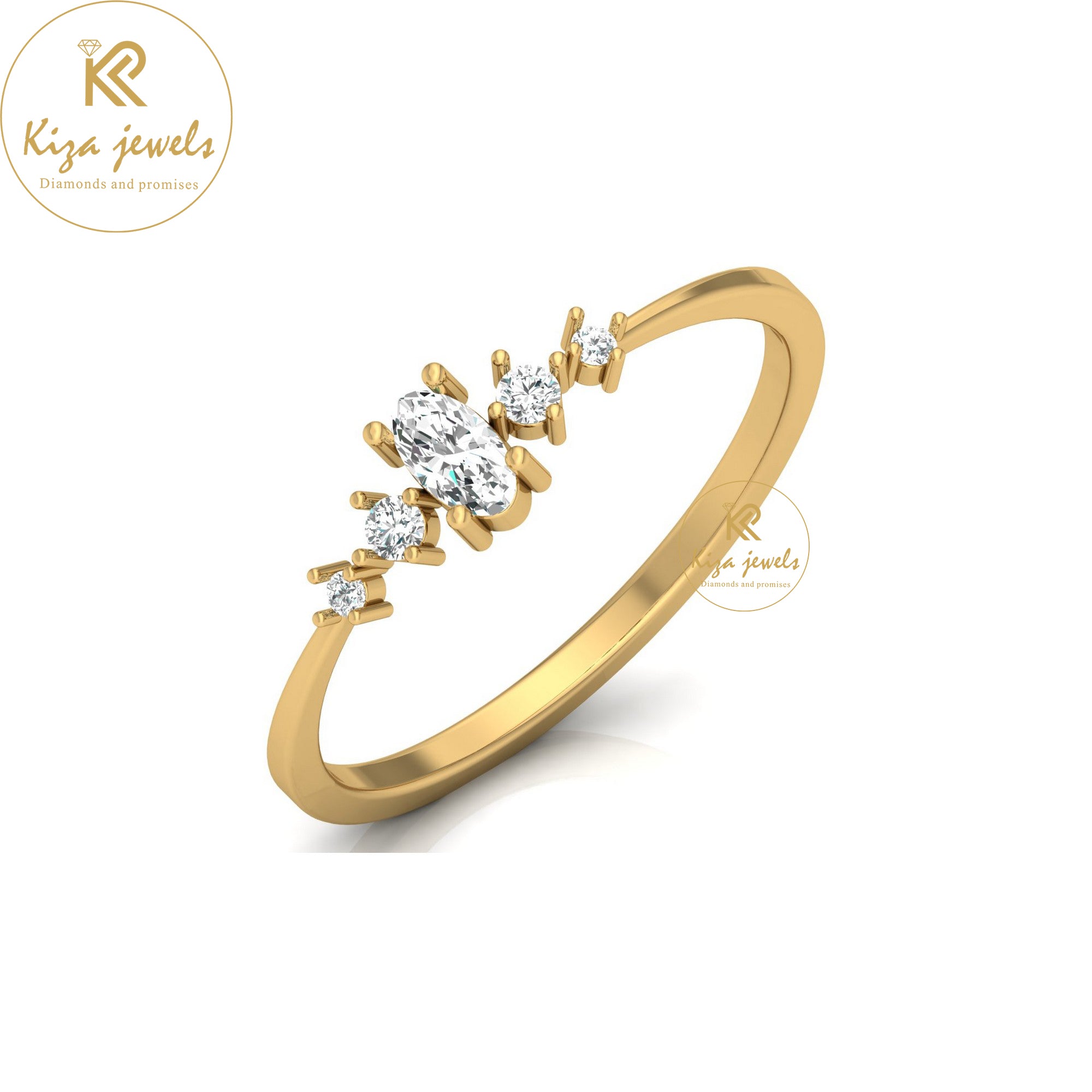 0.17 TDW Round & Oval Cut Minimalist Diamond Ring