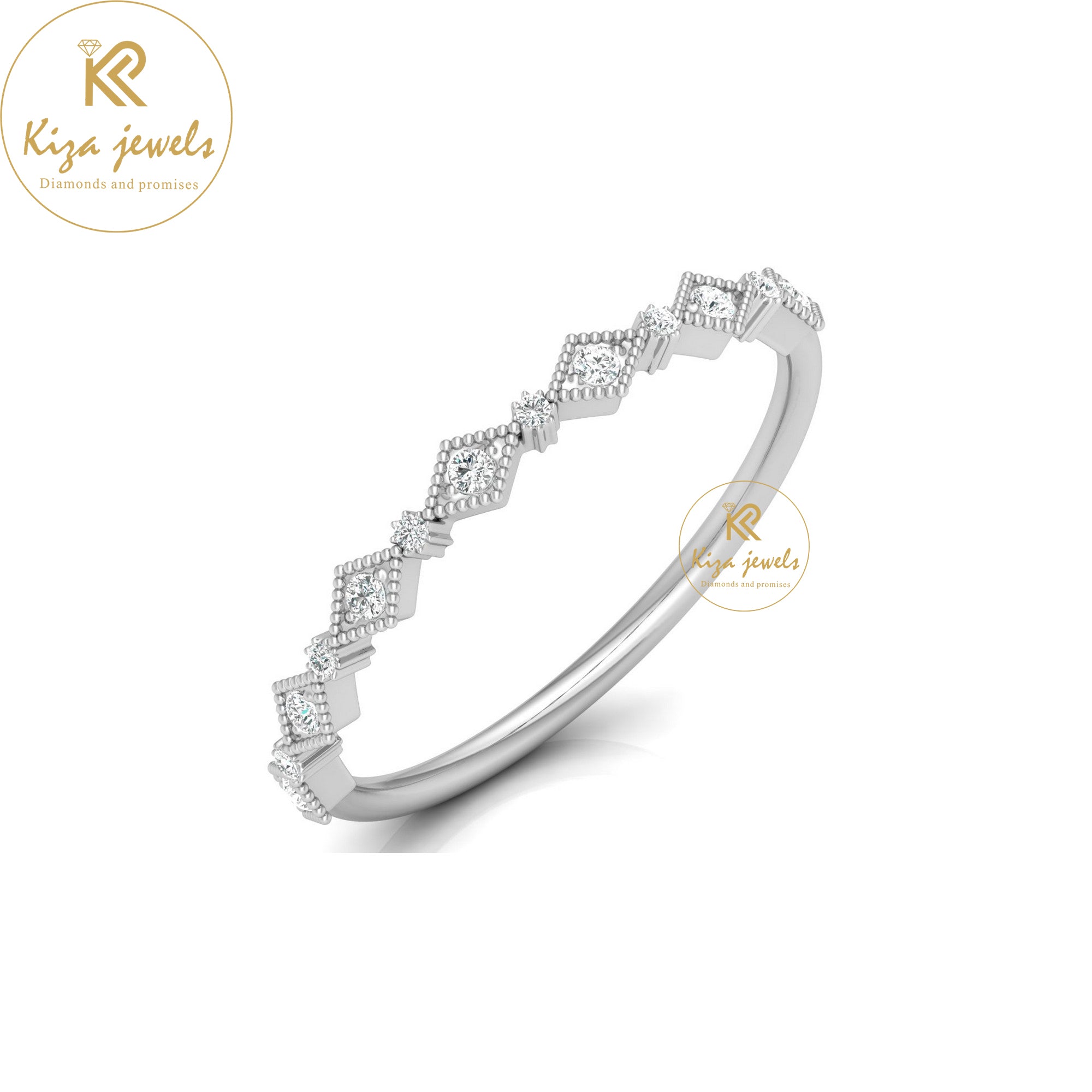 0.08 TDW Round Cut Women's Minimalist Diamond Ring