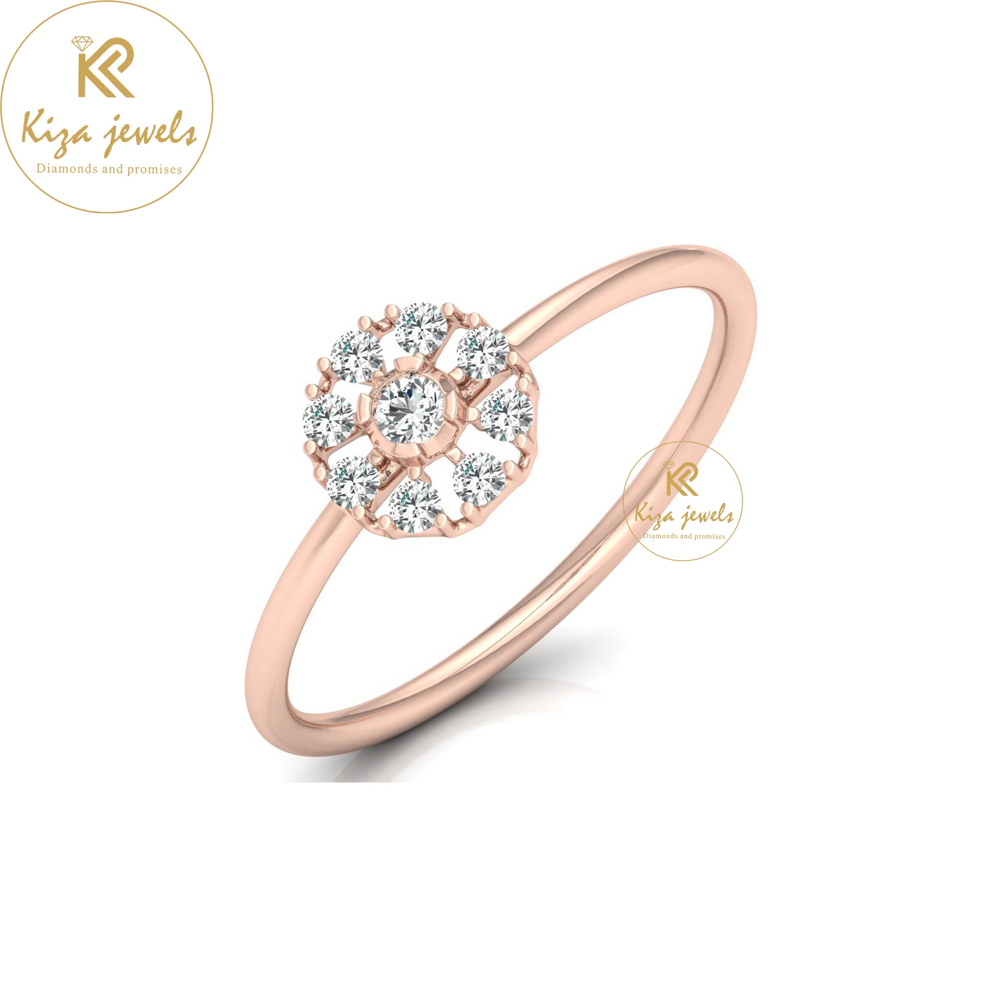 0.18 TDW Round Cut Minimalist Diamond Ring