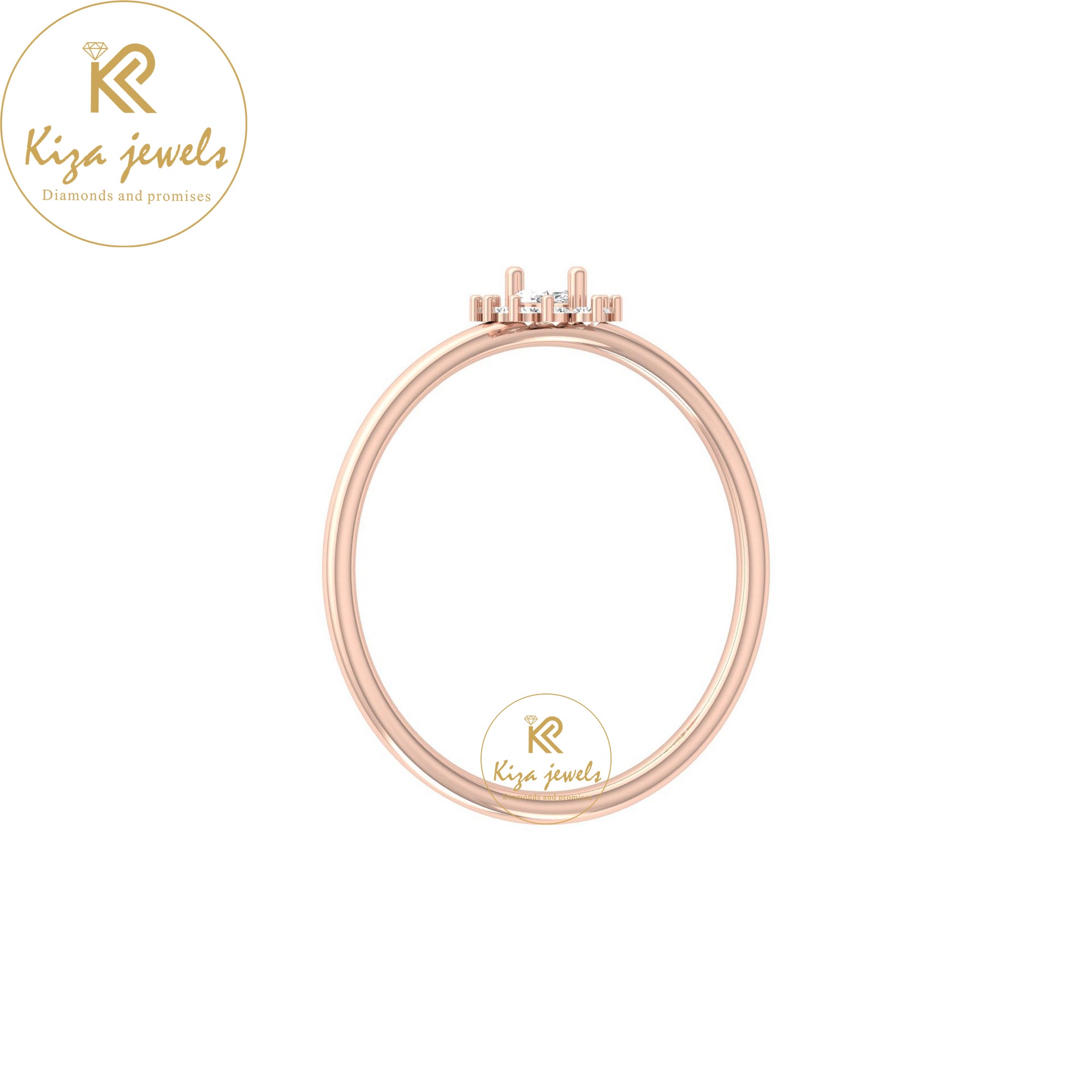 0.16 TDW Marquise & Round Cut Minimalist Diamond Ring