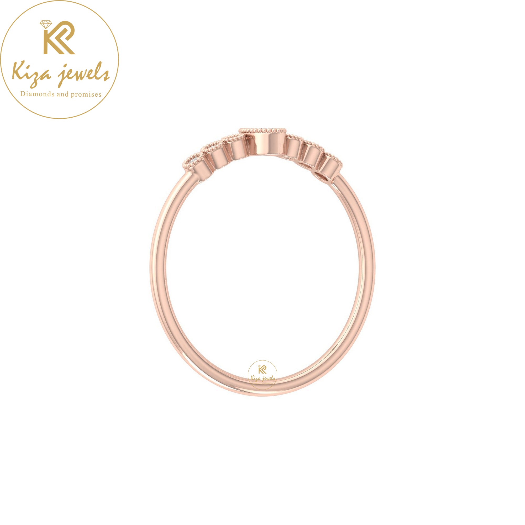 0.13 TDW Marquise & Round Cut Minimalist Diamond Ring