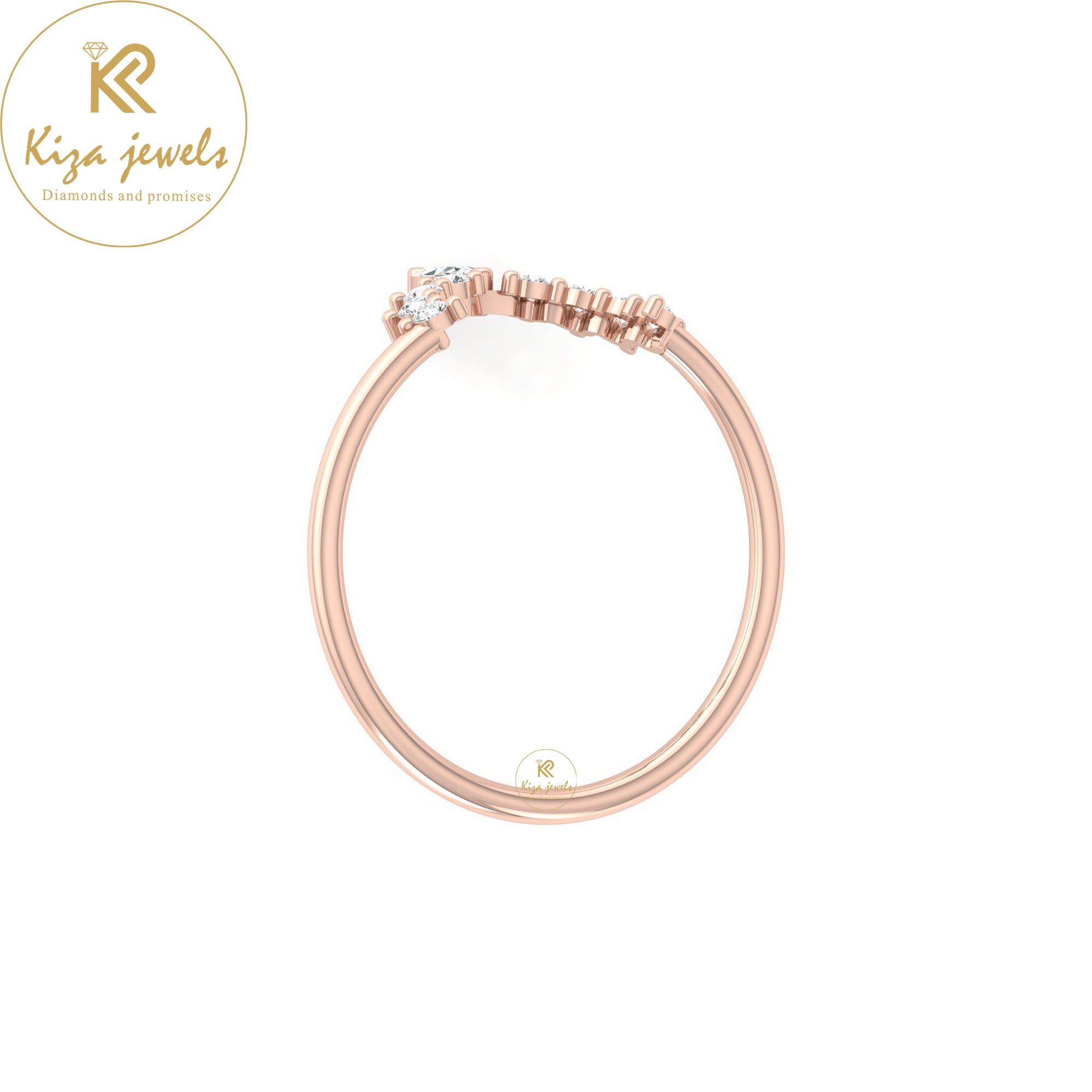 0.17 TDW Marquise & Round Cut Minimalist Diamond Ring