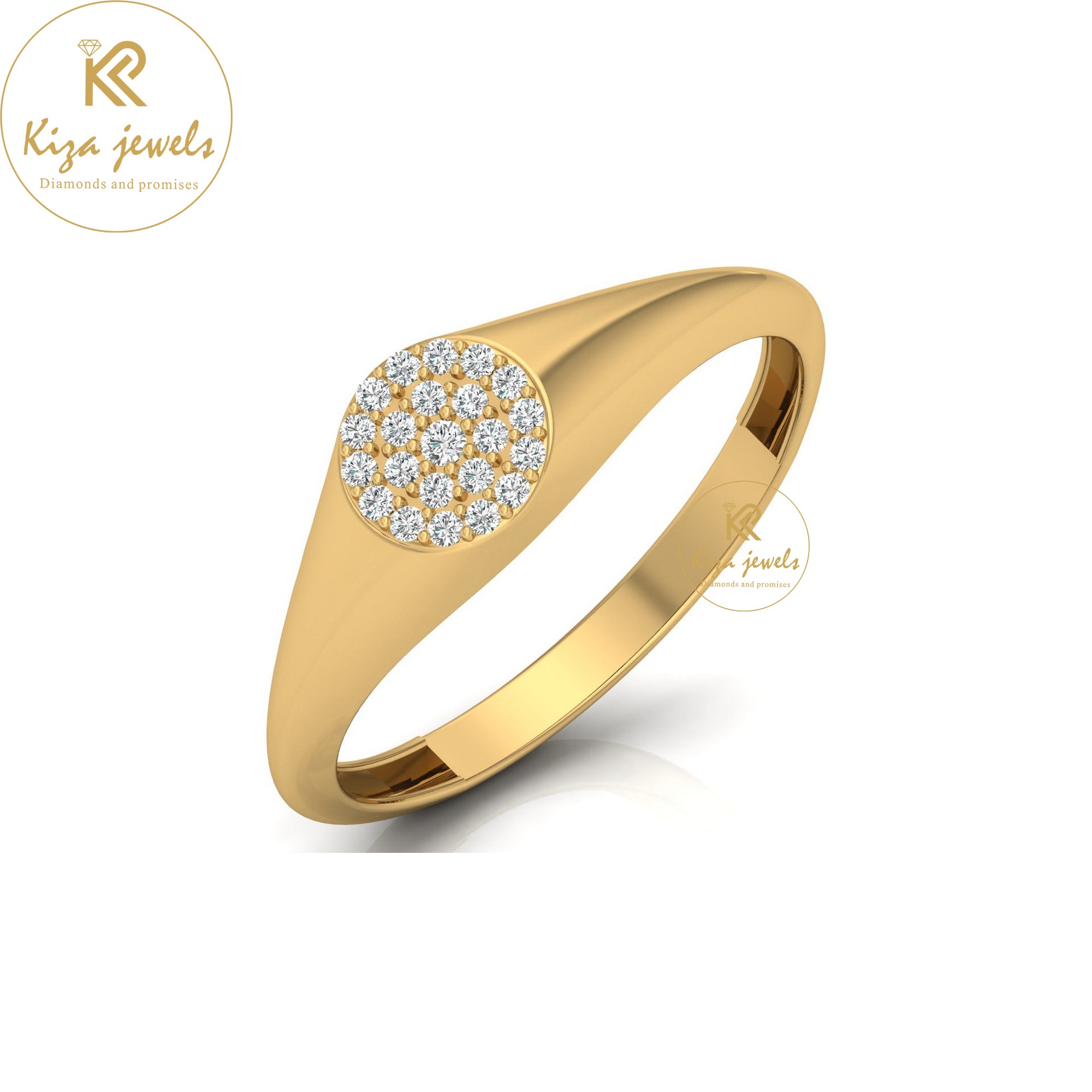 0.088 TDW Round Cut Women's Minimalist Diamond Ring