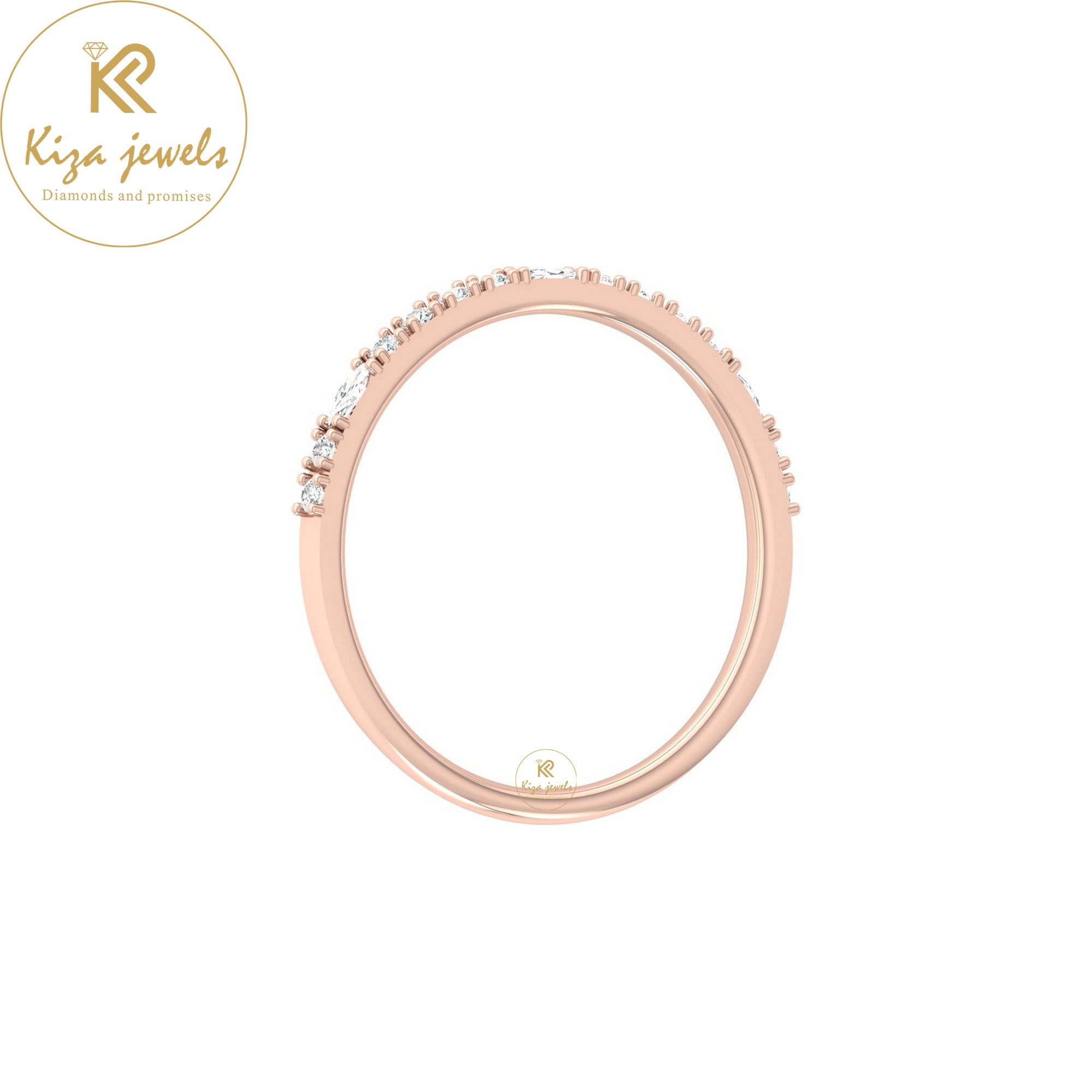 0.17 TDW Round & Marquise Cut Minimalist Diamond Ring