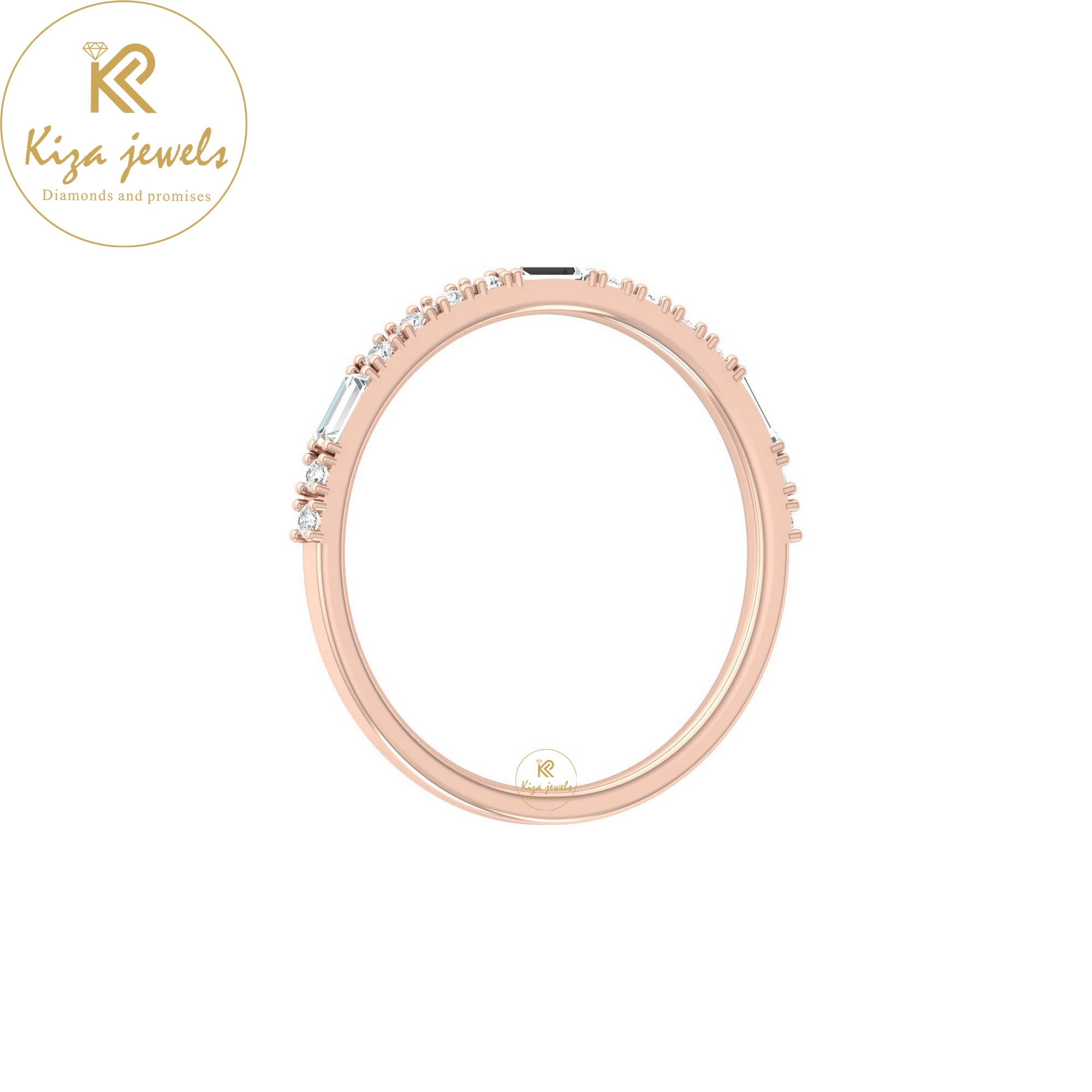 0.24 TDW Round & Baguette Cut Minimalist Diamond Ring