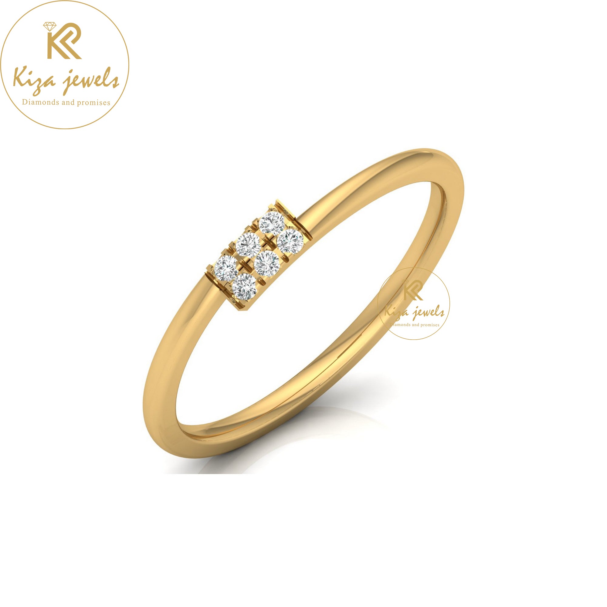 0.06 TDW Round Cut Women's Minimalist Diamond Ring