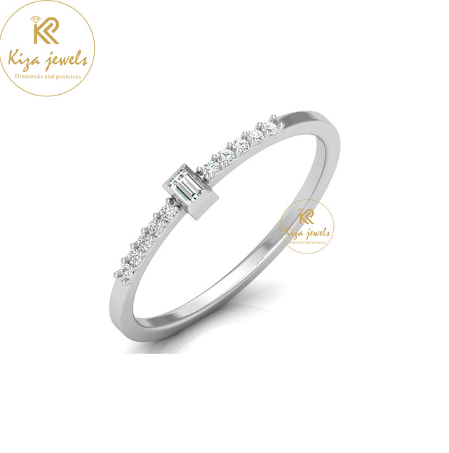 0.08 TDW Round & Baguette Cut Minimalist Diamond Ring