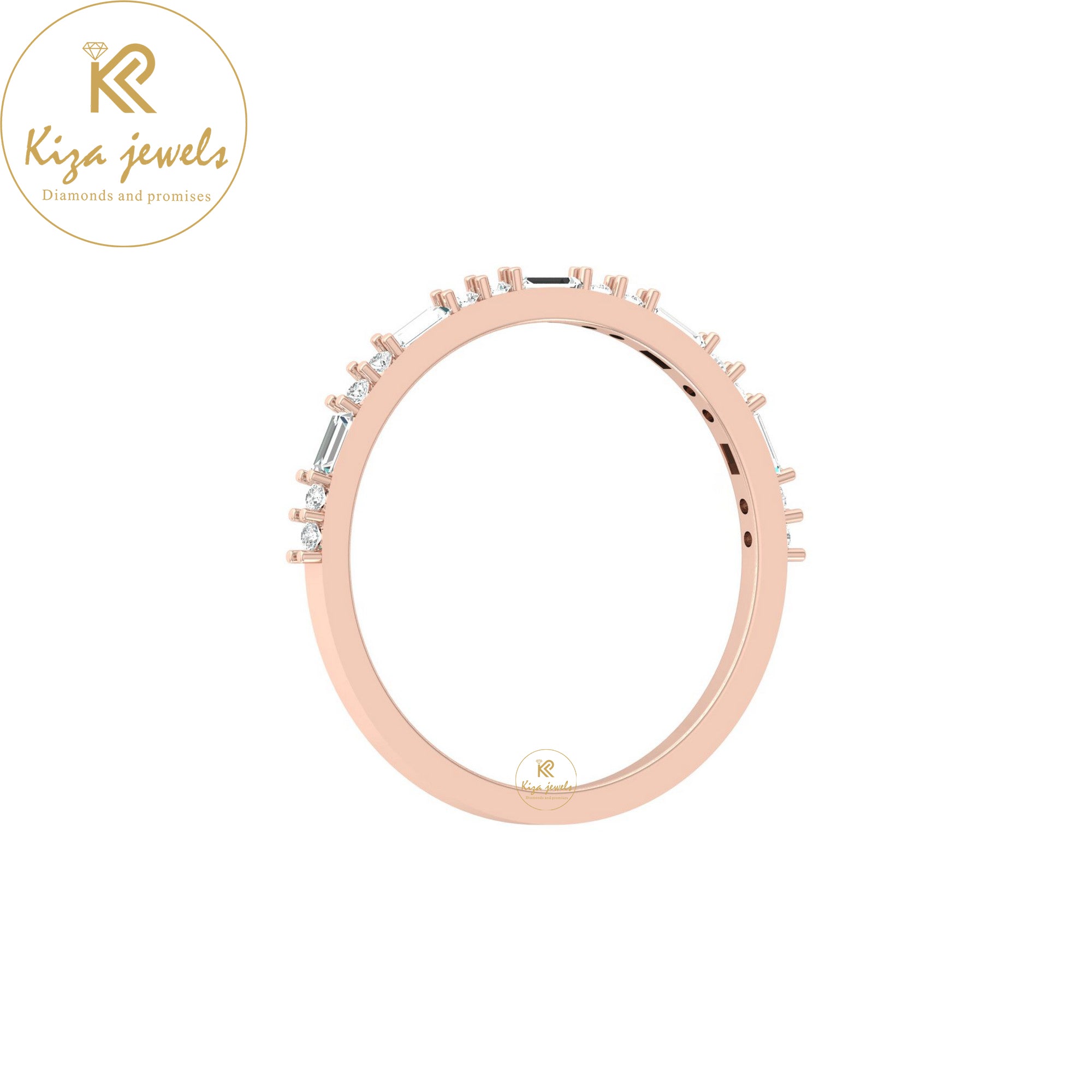 0.21 TDW Round & Baguette Cut Minimalist Diamond Ring