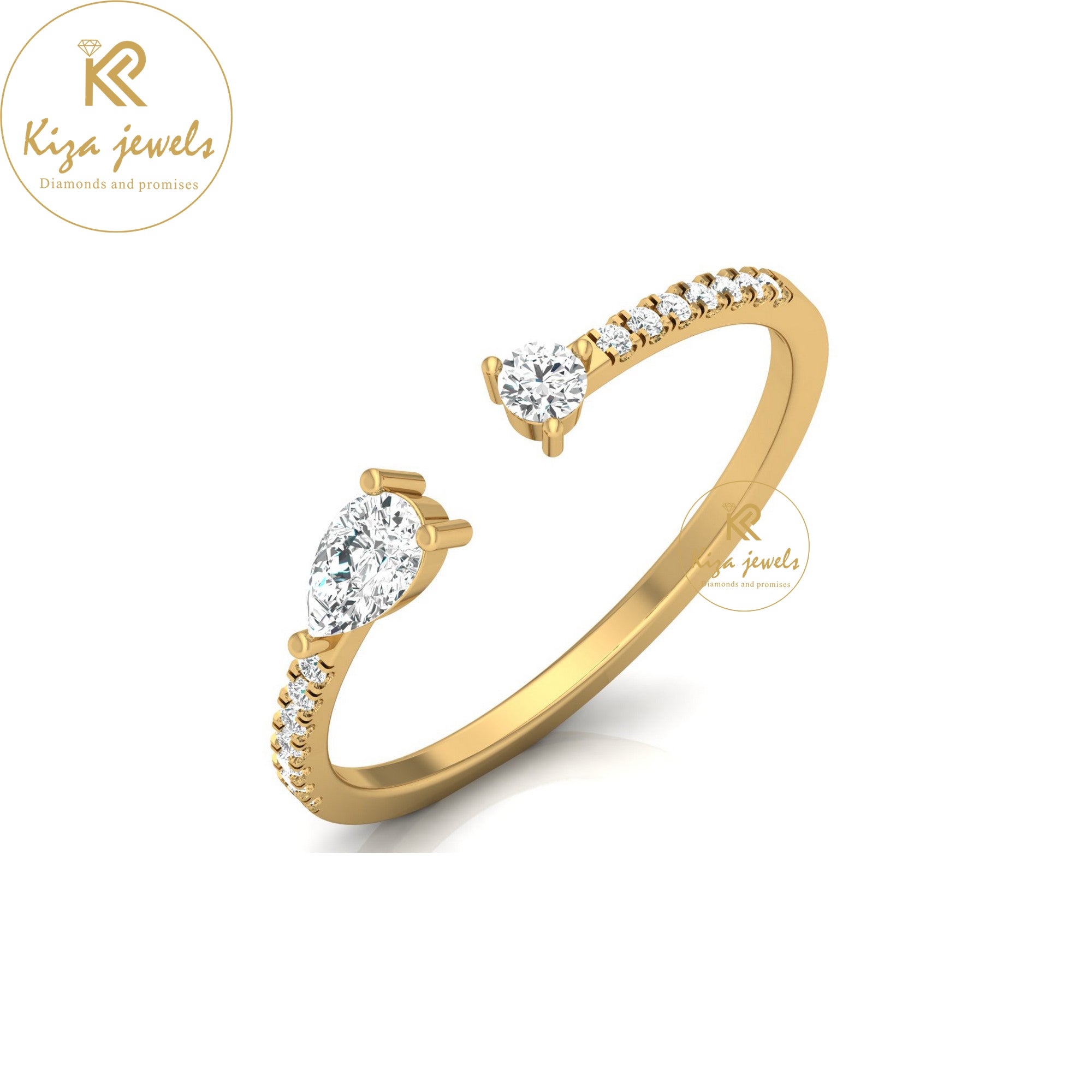 0.28 TDW Round & Pear Cut Minimalist Diamond Ring