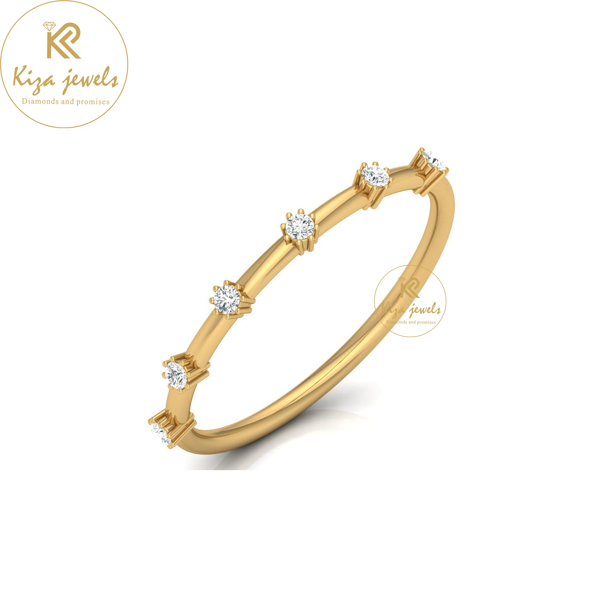 0.08 TDW Round Cut Women's Minimalist Diamond Ring