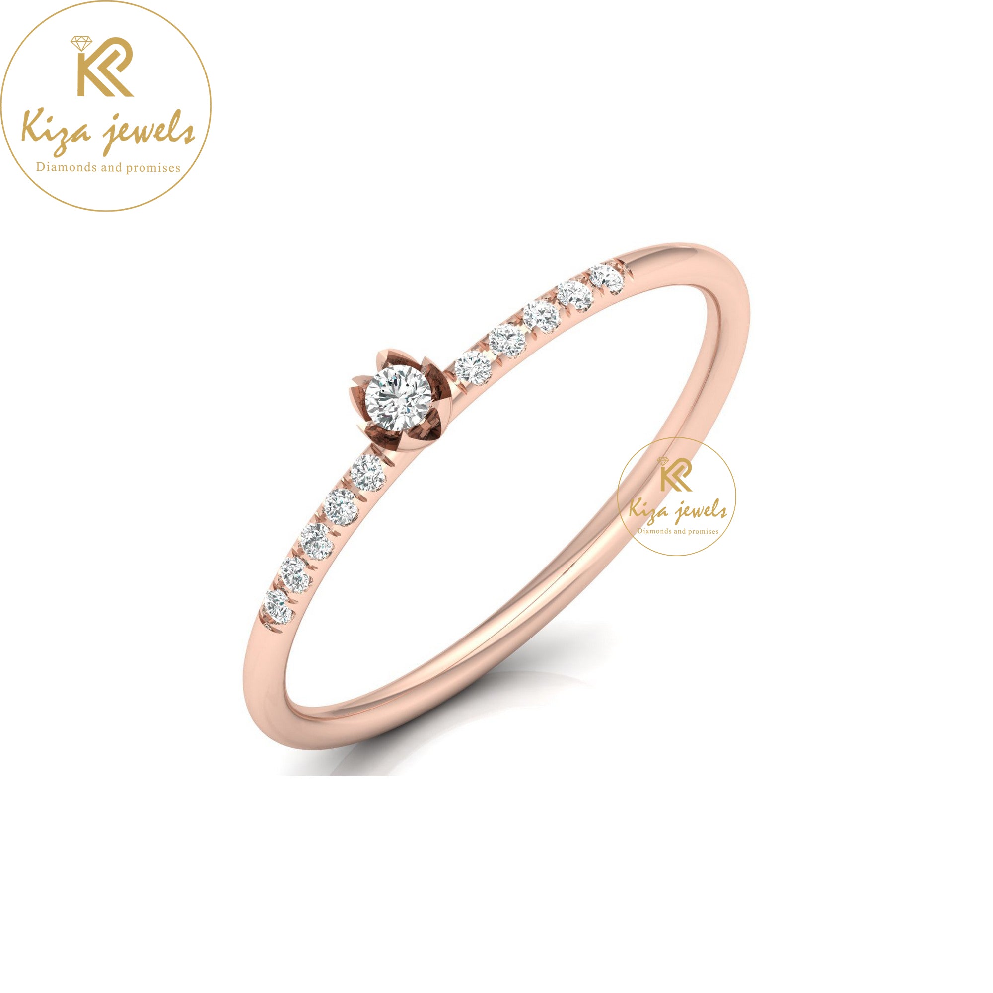 0.08 TDW Round Cut Minimalist Diamond Ring