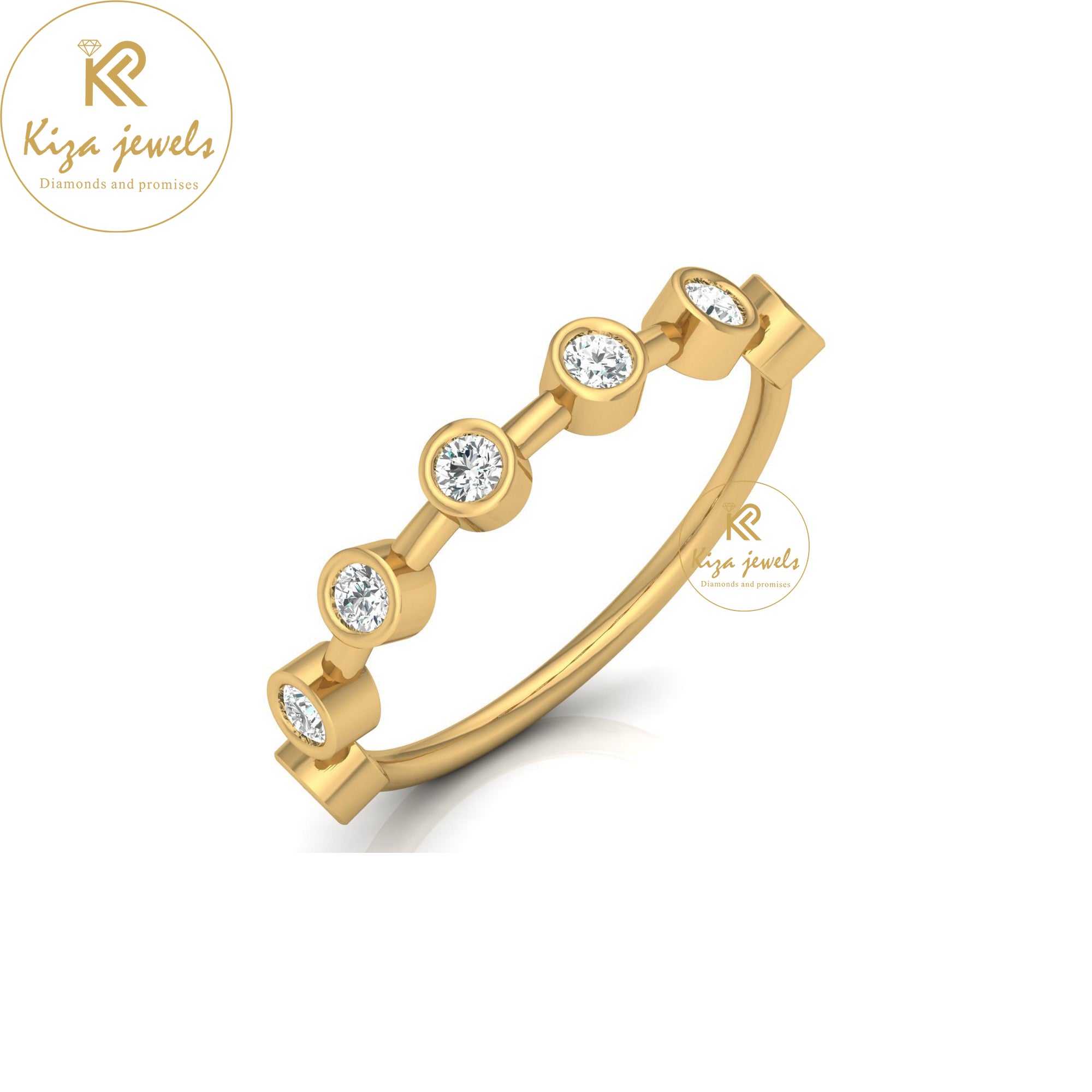 0.28 TDW Round Cut Women's Minimalist Diamond Ring