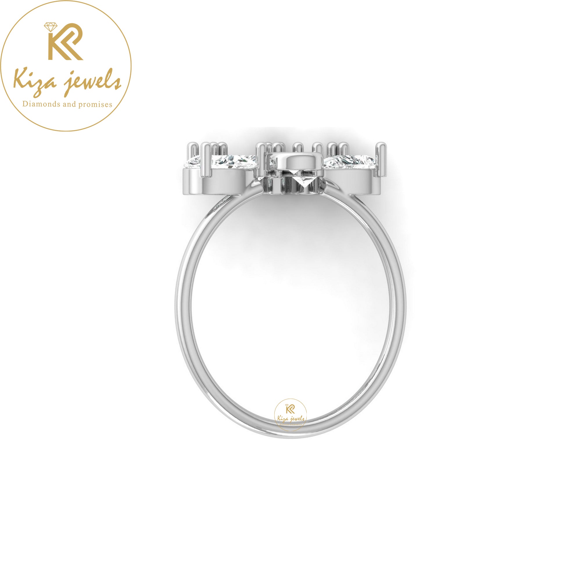 1.62 TDW Pear & Round Cut Minimalist Diamond Ring