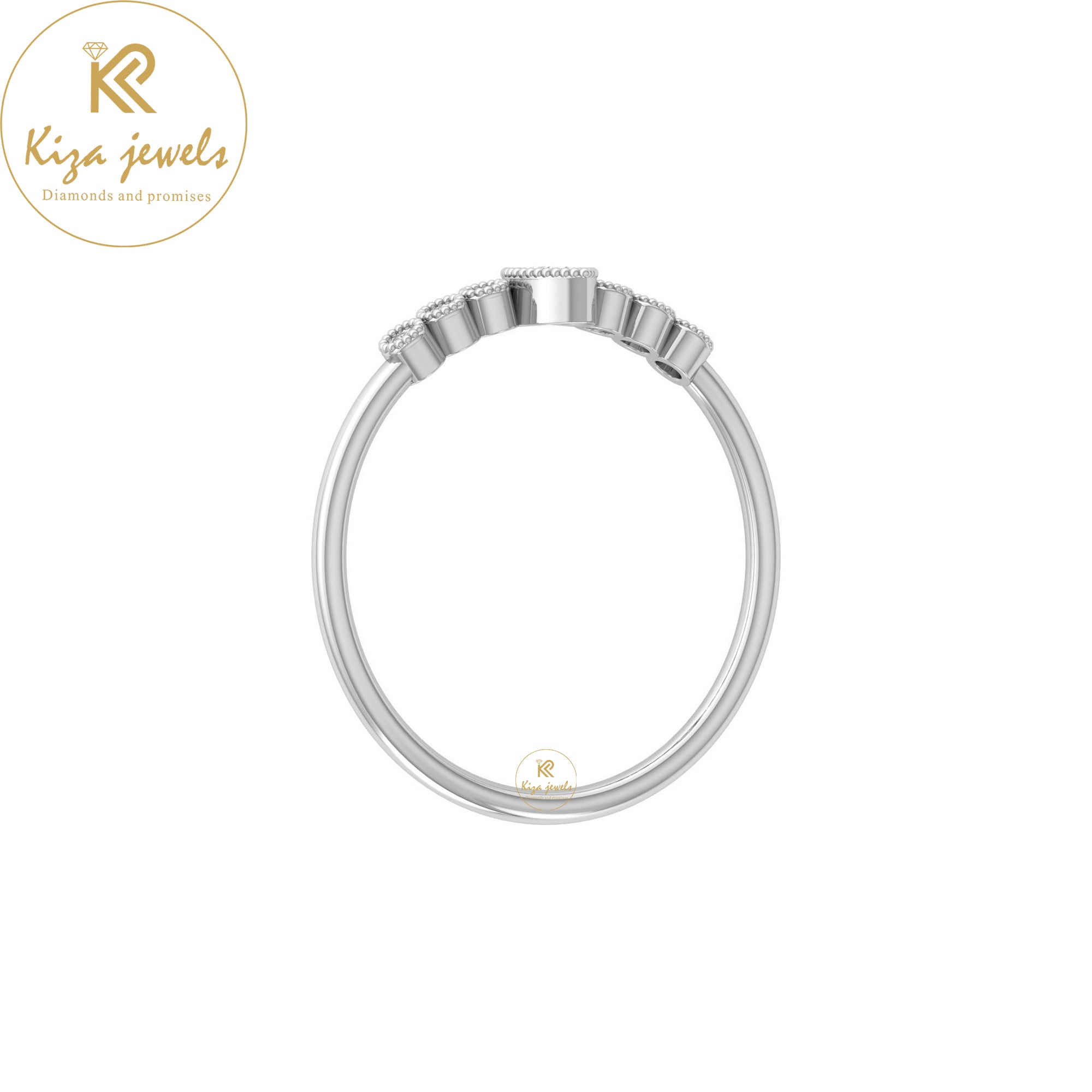 0.13 TDW Pear & Round Cut Minimalist Diamond Ring