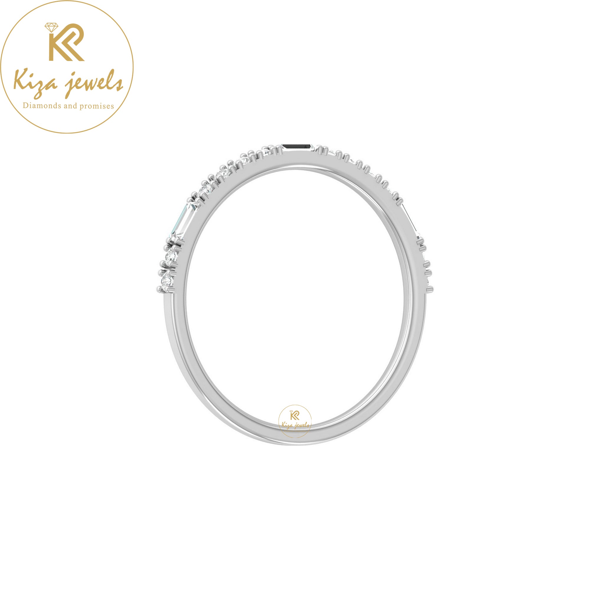 0.24 TDW Round & Baguette Cut Minimalist Diamond Ring