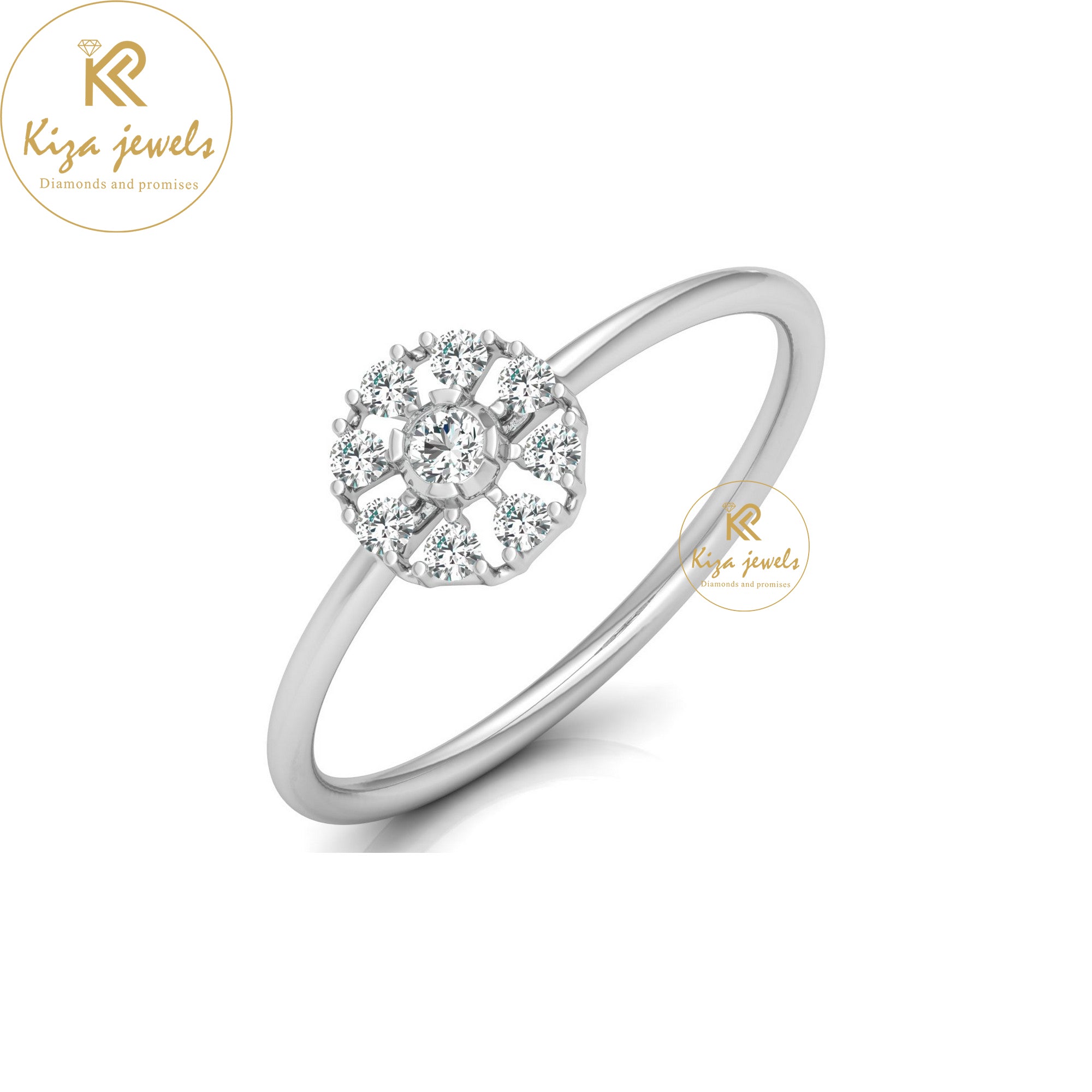 0.18 TDW Round Cut Minimalist Diamond Ring