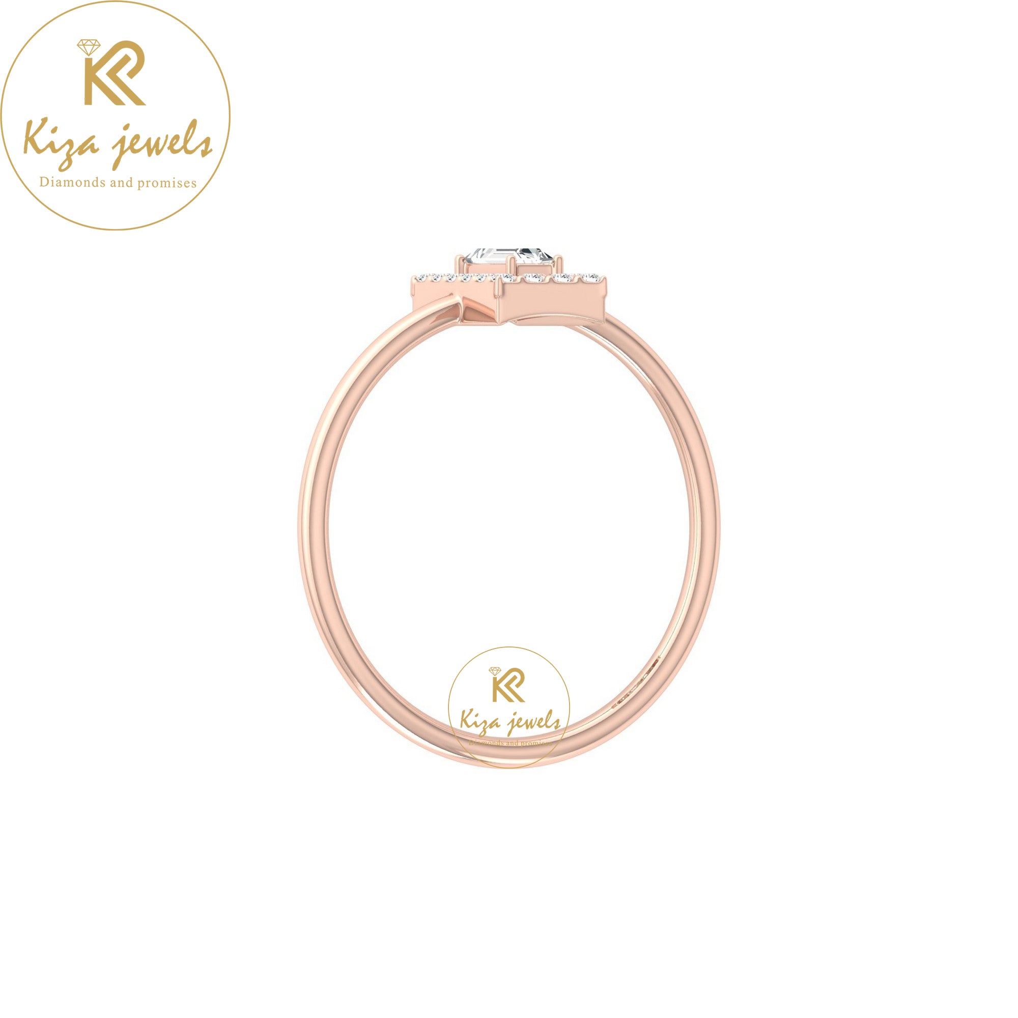 0.17 TDW Round & Baguette Cut Women's Minimalist Diamond Ring