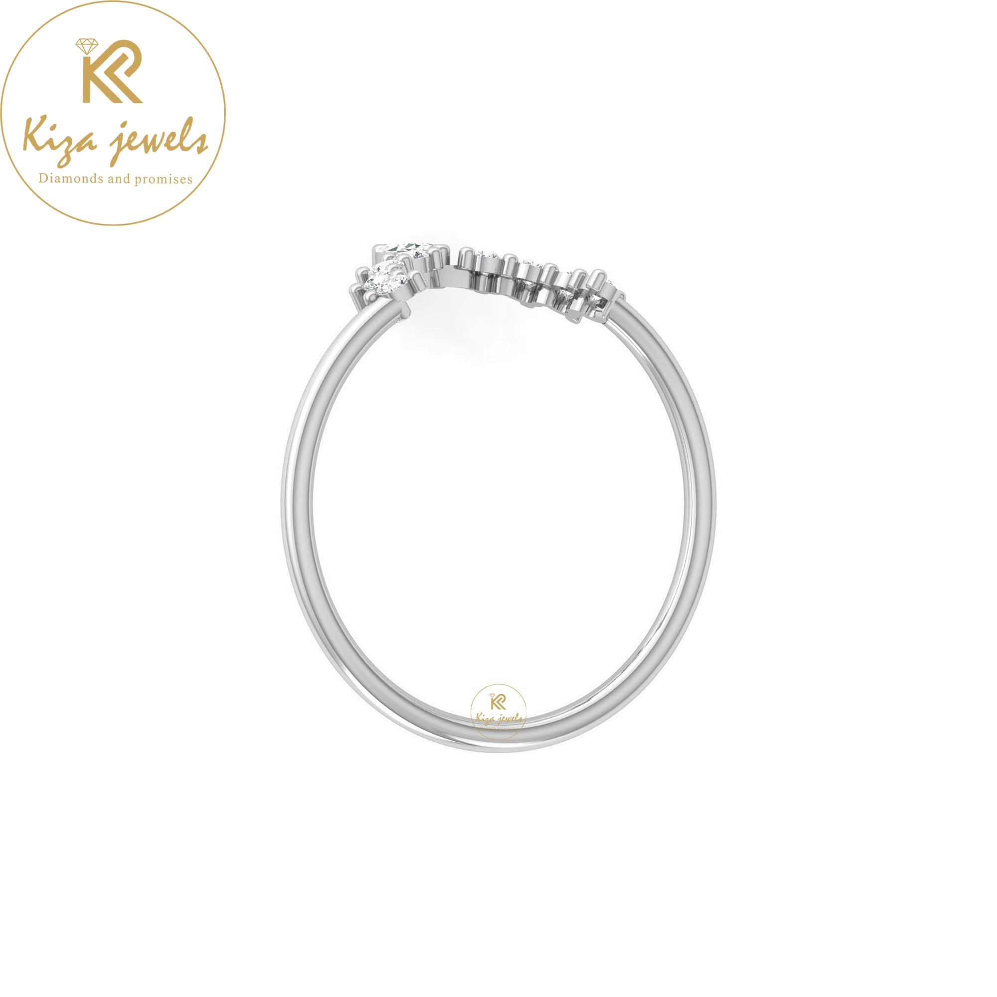 0.17 TDW Marquise & Round Cut Minimalist Diamond Ring