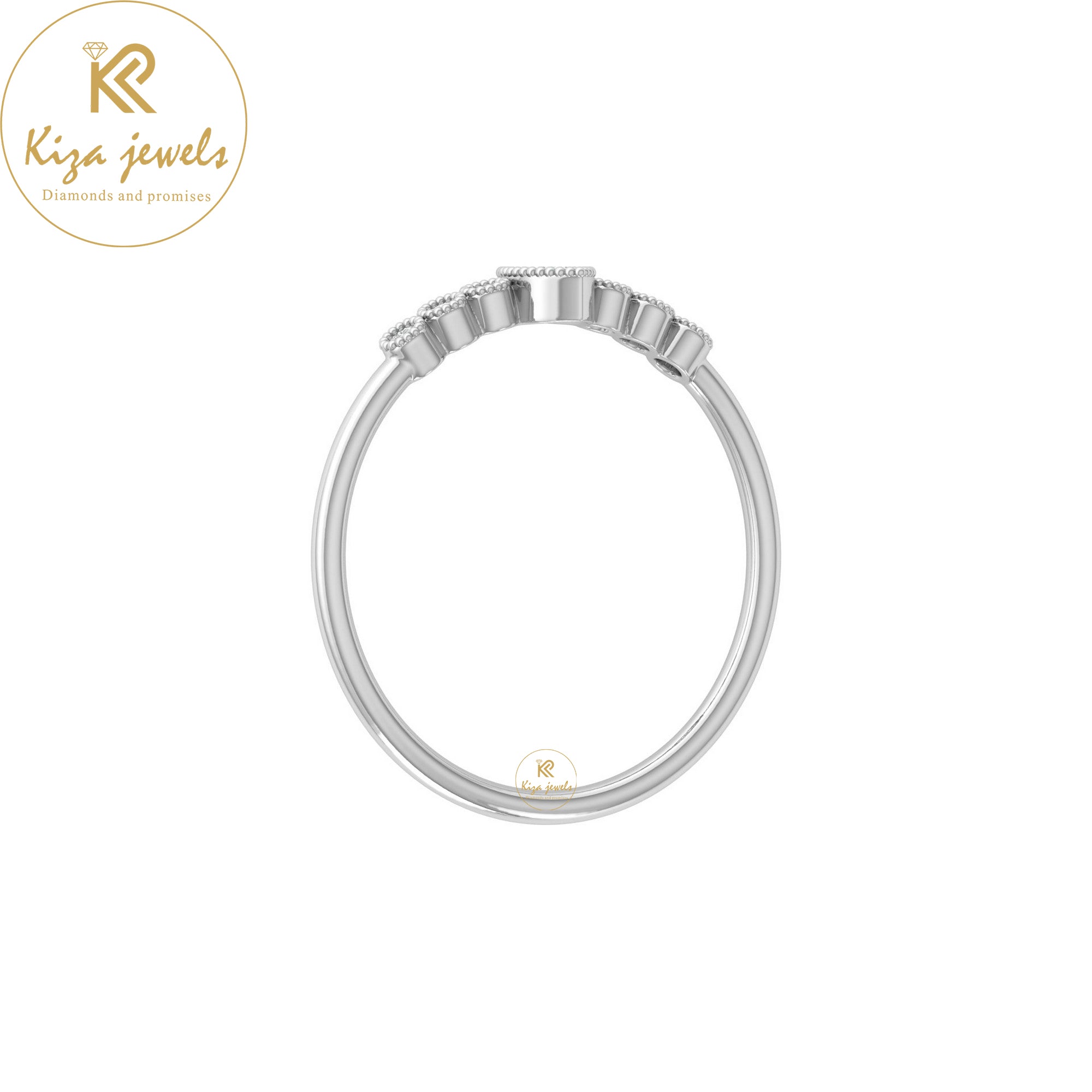 0.13 TDW Marquise & Round Cut Minimalist Diamond Ring