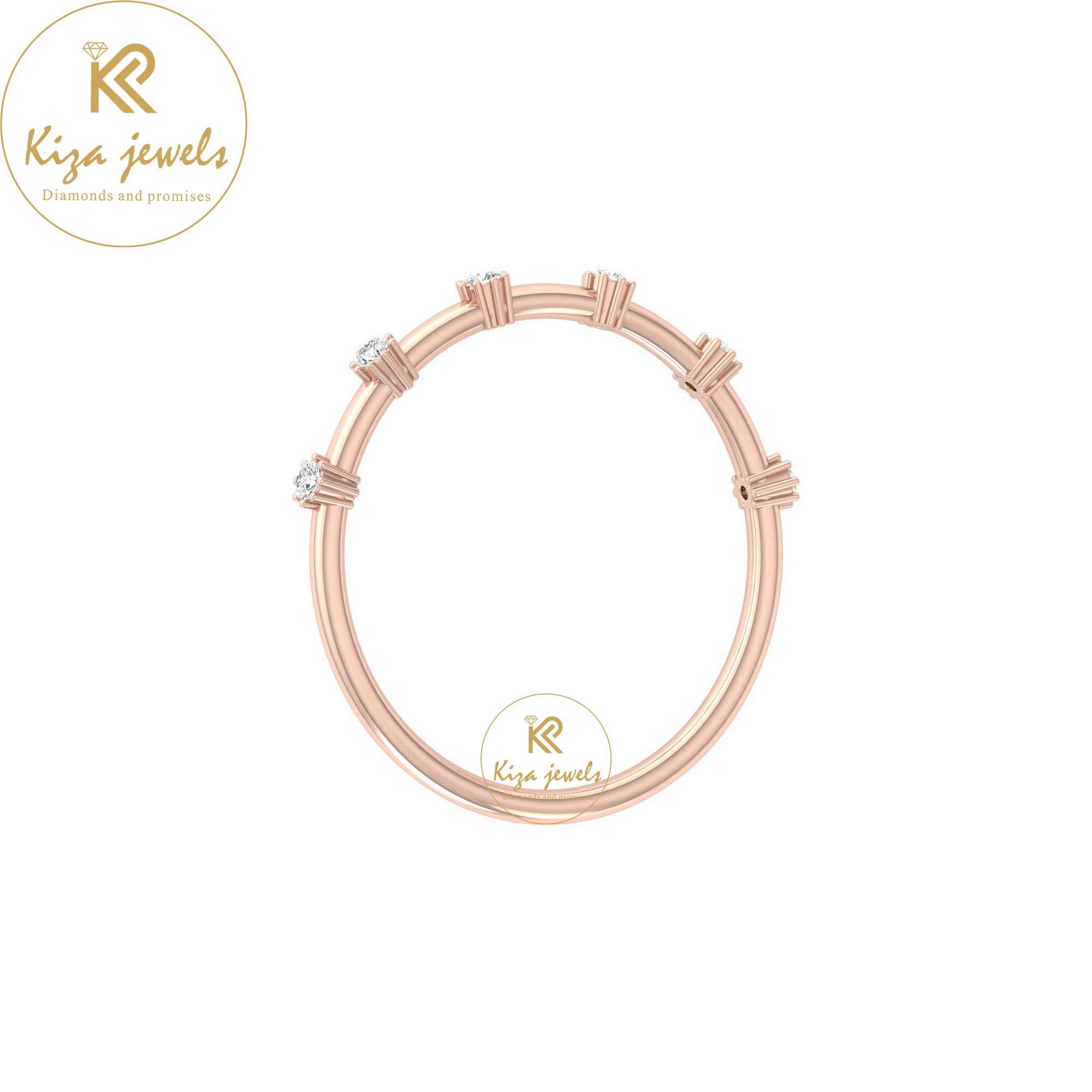 0.08 TDW Round Cut Women's Minimalist Diamond Ring