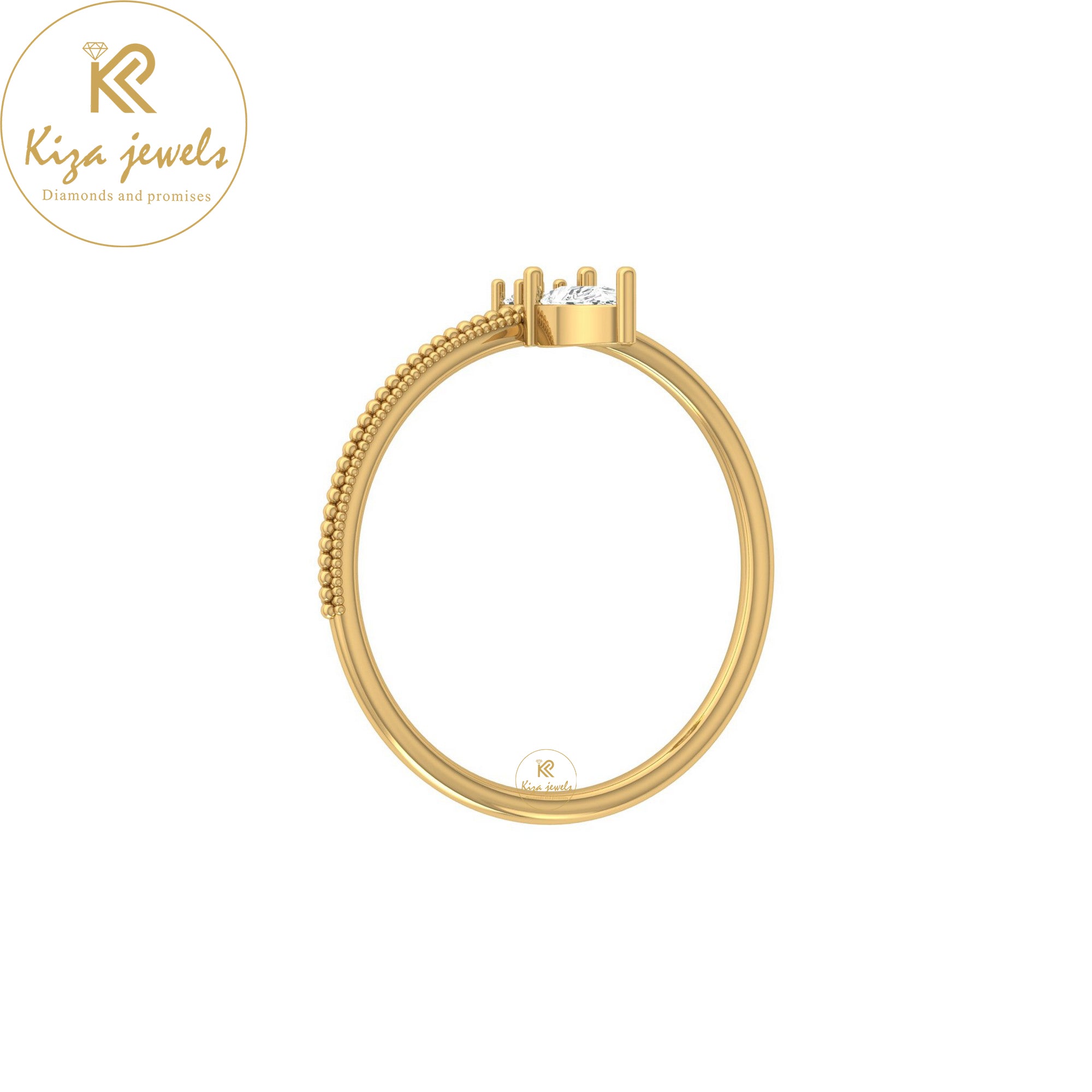 0.20 TDW Pear & Round Cut Minimalist Diamond Ring