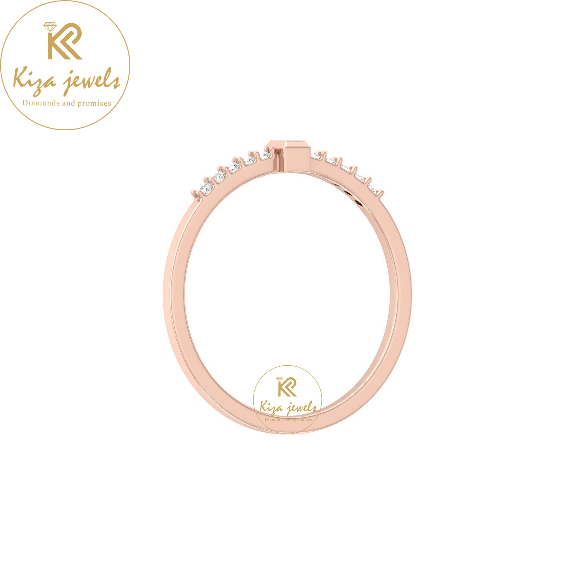 0.08 TDW Round & Baguette Cut Minimalist Diamond Ring