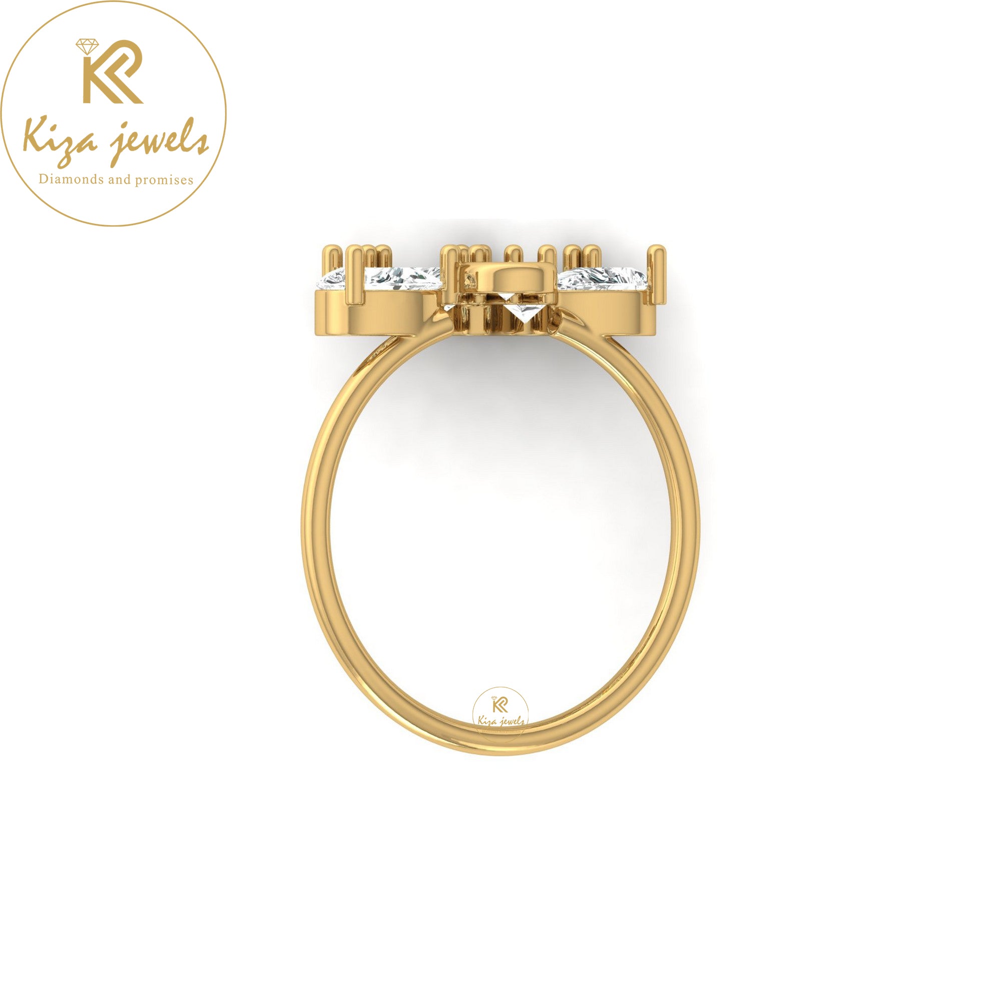 1.62 TDW Pear & Round Cut Minimalist Diamond Ring