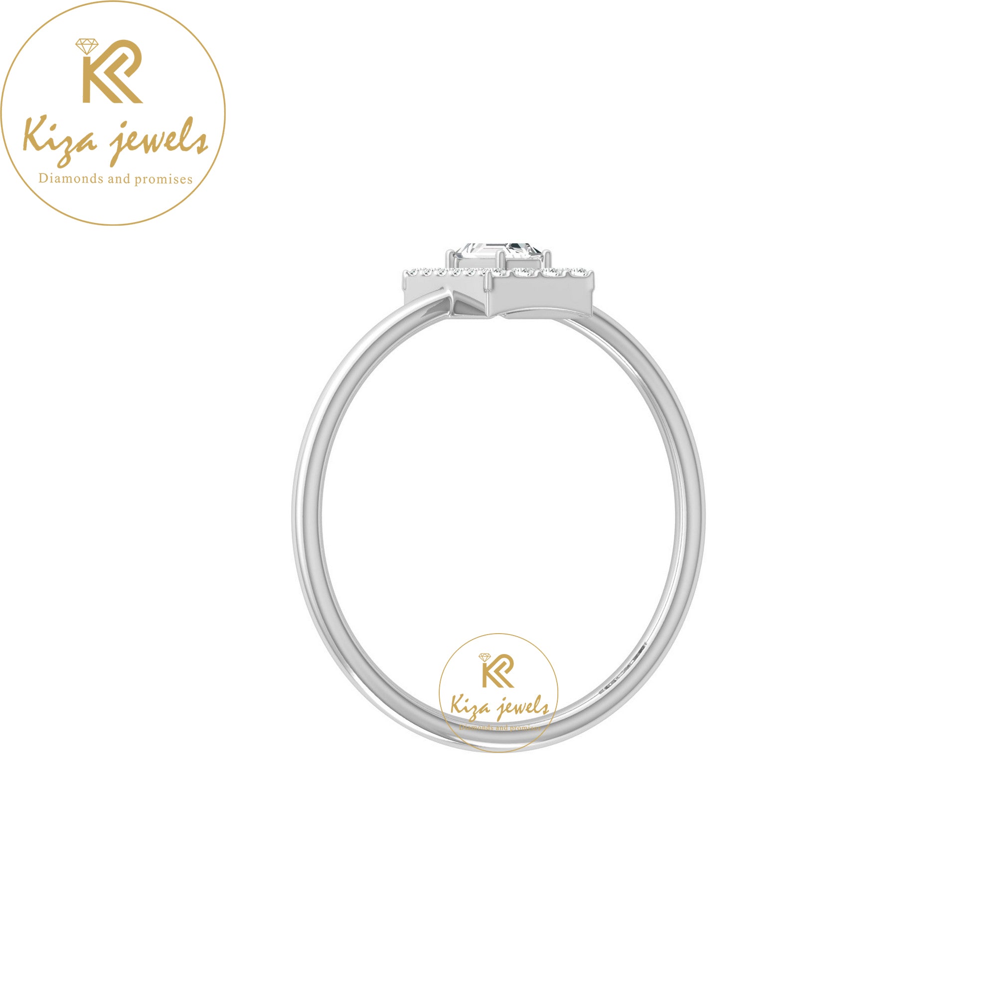 0.17 TDW Round & Baguette Cut Women's Minimalist Diamond Ring