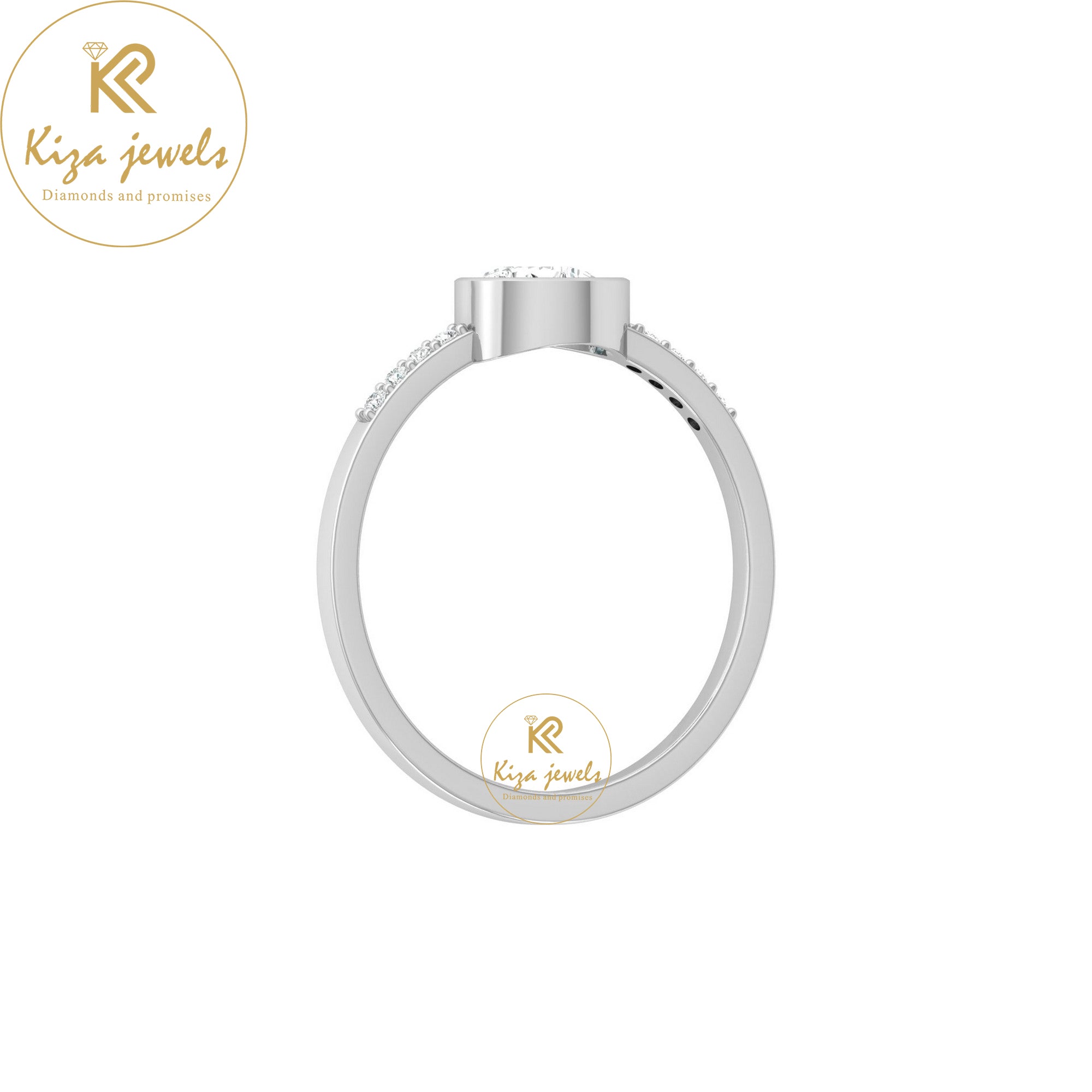 0.39 TDW Round & Pear Cut Minimalist Diamond Ring