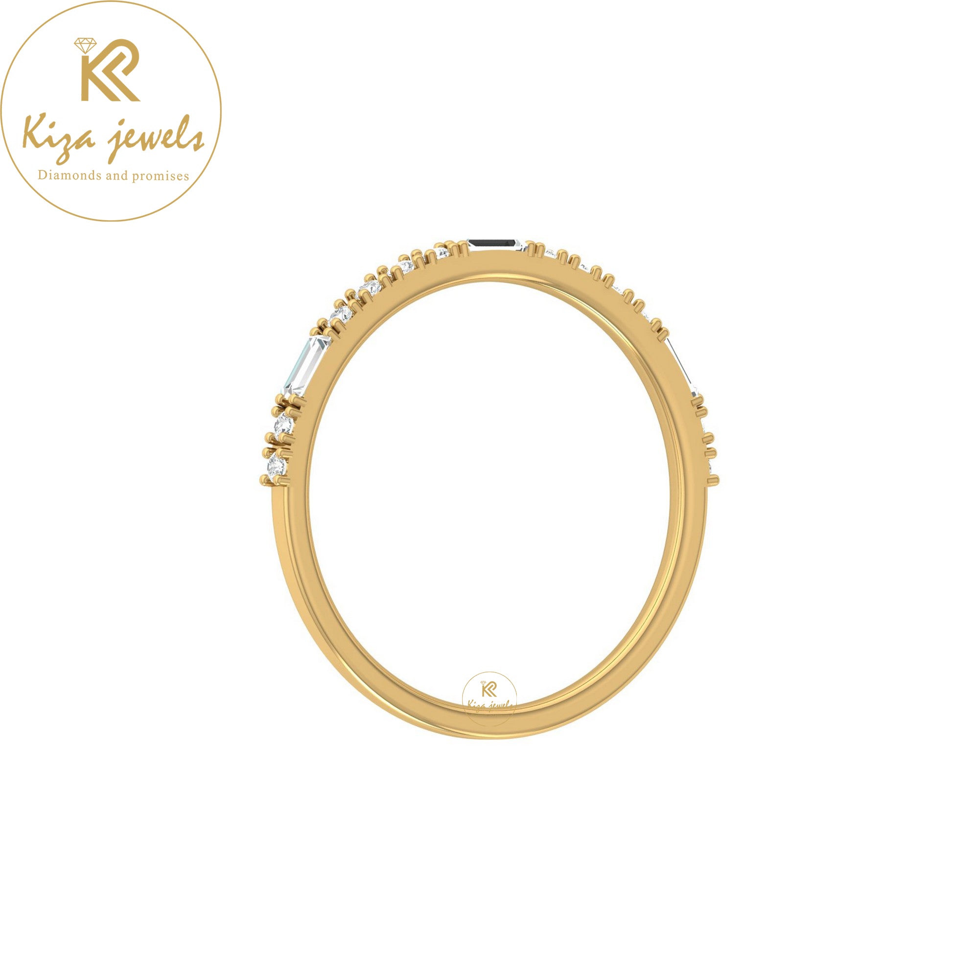 0.24 TDW Round & Baguette Cut Minimalist Diamond Ring