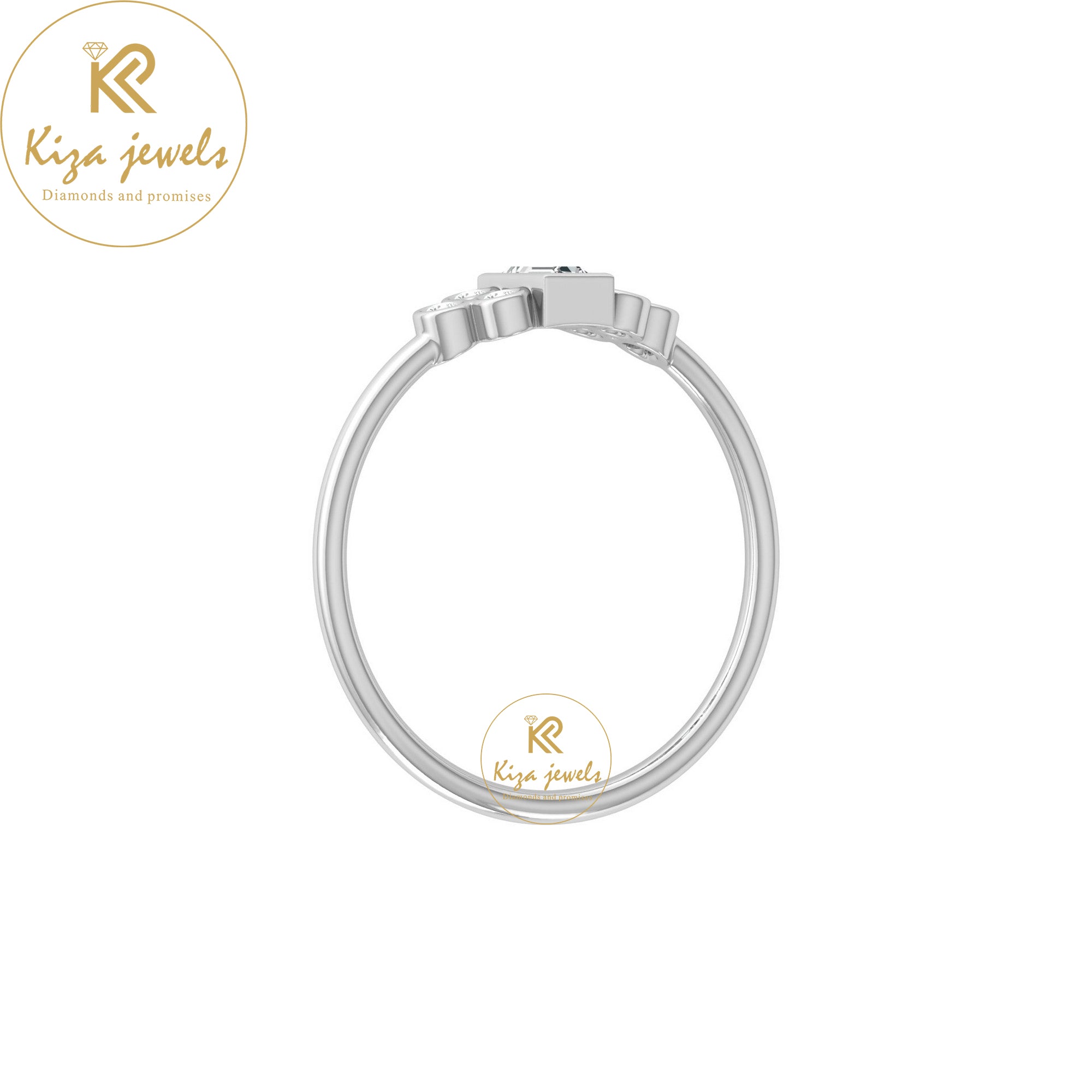 0.17 TDW Round & Baguette Cut Minimalist Diamond Ring