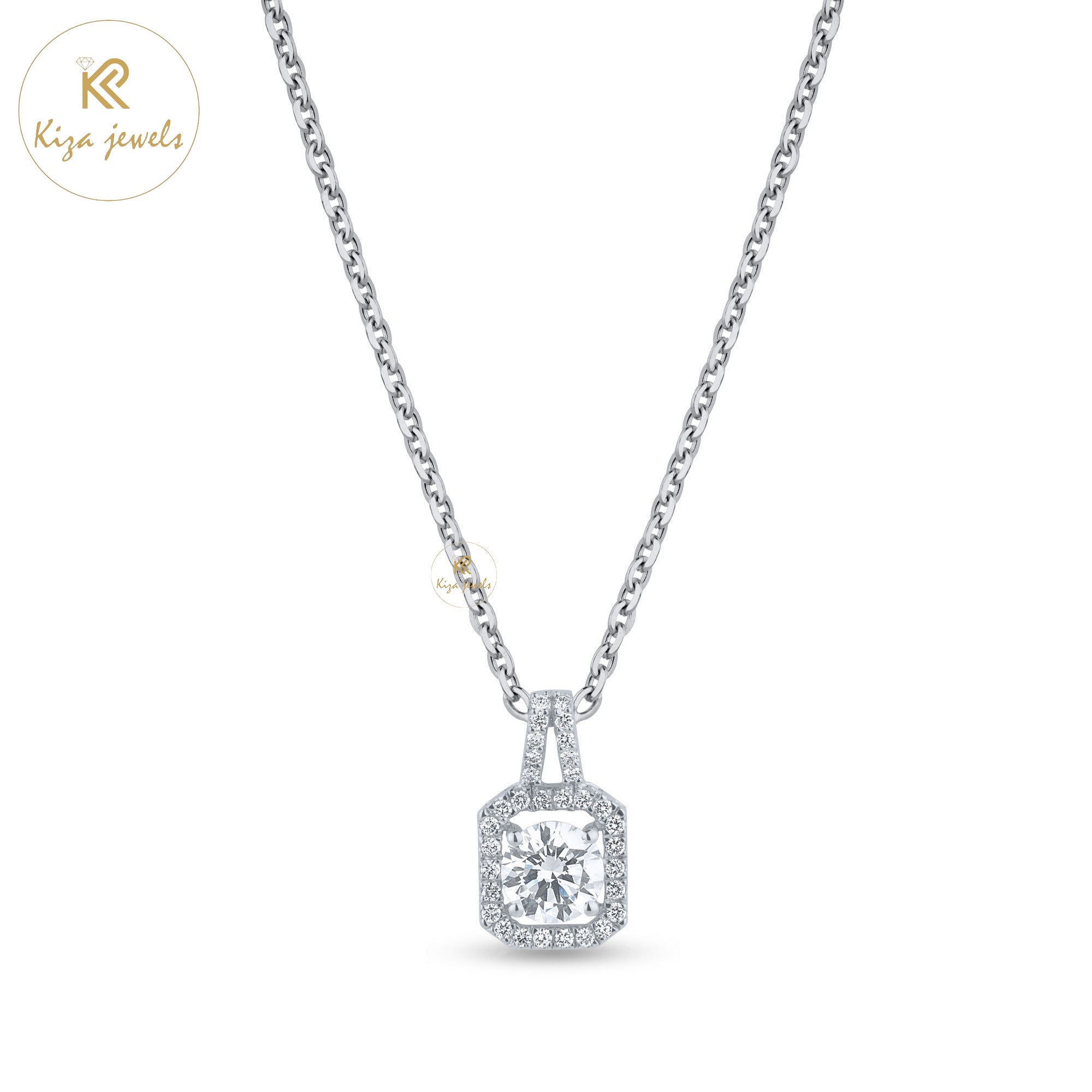 2.038 TDW Round Cut Diamond Pendant-Earring With Chain